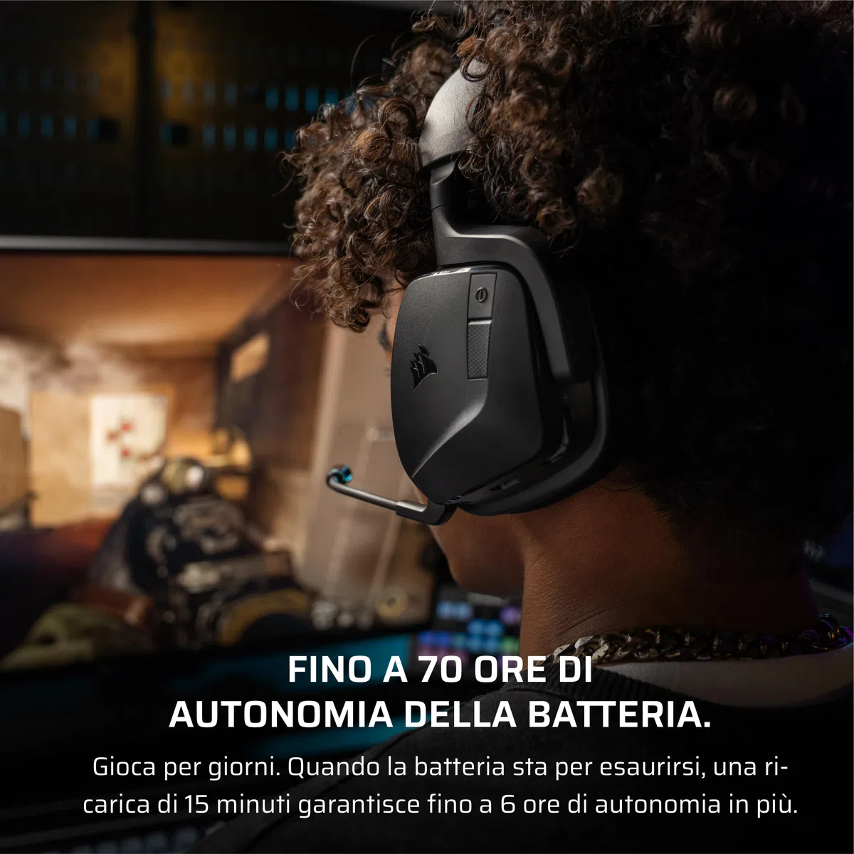 Corsair VOID v2 Cuffie da Gioco Wireless Bluetooth Carbonio Dolby Atmos 70 Ore Ricarica Rapida