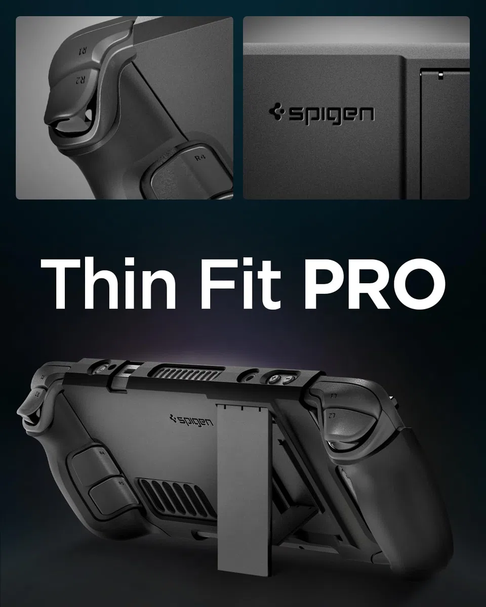 Spigen Cover Thin Fit Pro Compatible con Steam Deck LCD (2022) / Steam Deck OLED (2023) Console - Nero