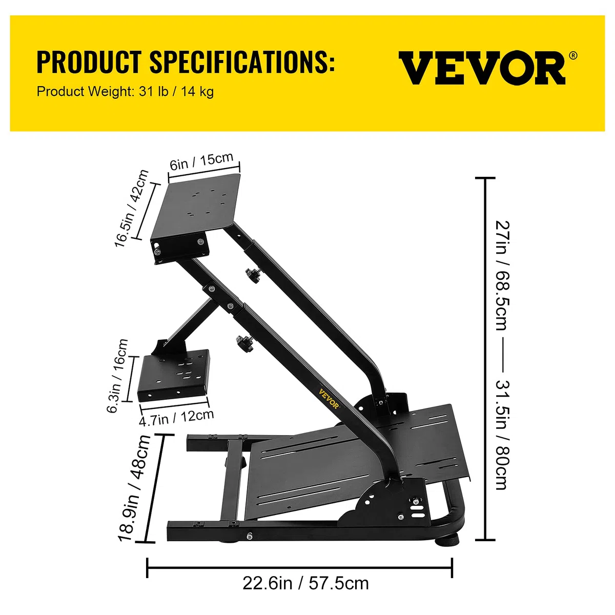 G29 Steering Wheel Stand per Logitech G27 G25 G29 e G920 Supporto Giochi Regolabile con V2 (Volante e Pedale Esclusi)