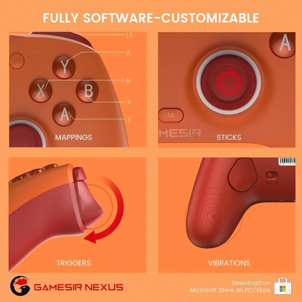 GameSir G7 SE Wired Controller per Xbox Series X|S, Xbox One e Windows 10/11, Gamepad a Effetto Hall, Jack Audio 3,5 mm (Arancia)