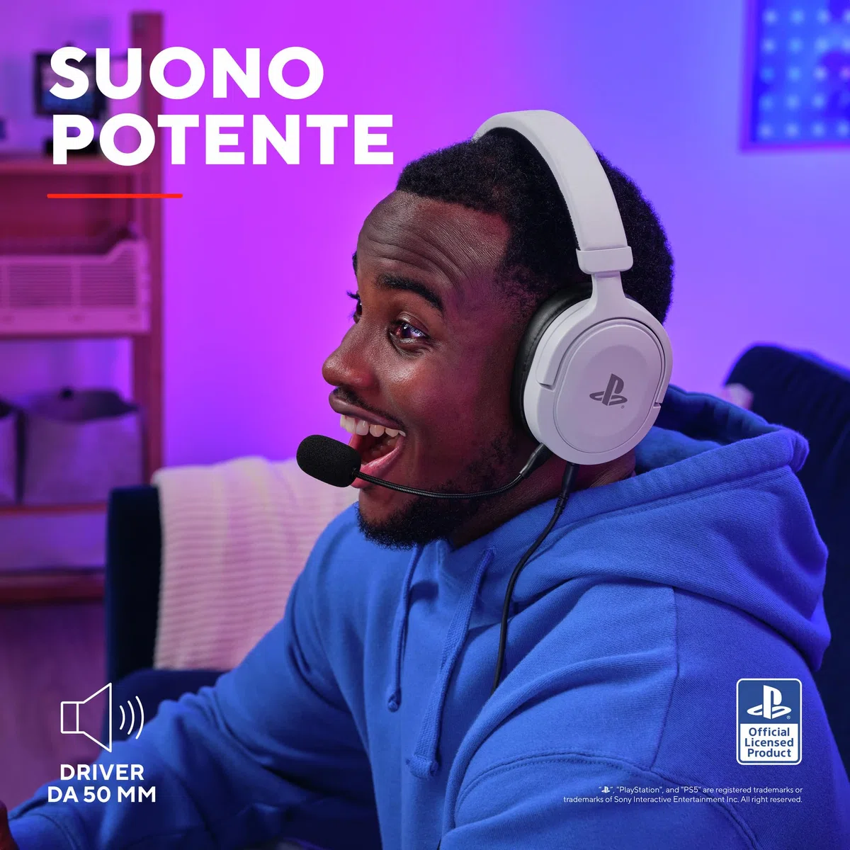 Trust Gaming GXT 498W Forta Cuffie Ecosostenibili PS5 PS4 Over-Ear Microfono Staccabile Cavo 1.2 m Jack 3.5 mm Bianco
