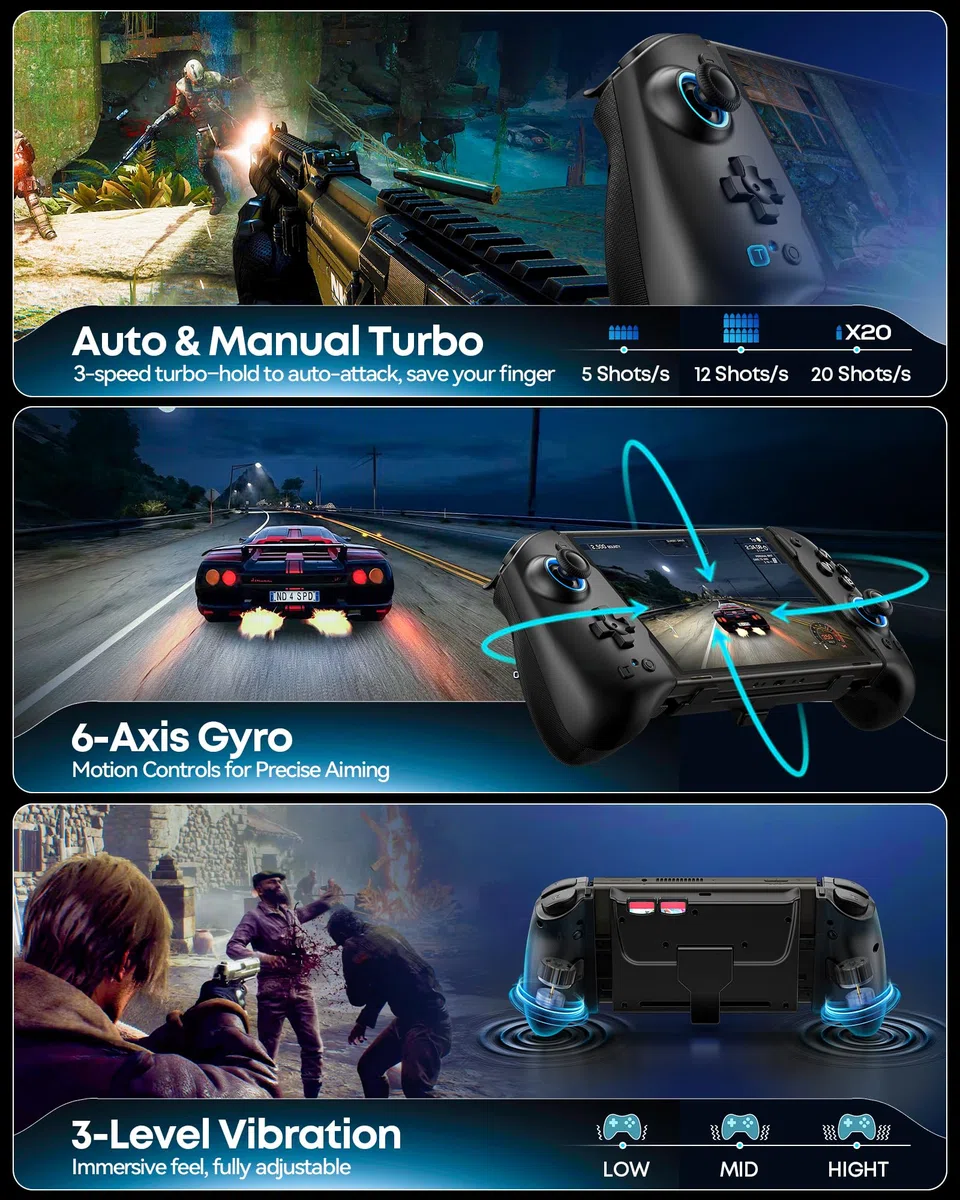 Controller per Switch 2/Switch/OLED con TMR Joystick, Monoblocco Estensibile Joypad Nintendo Switch, Gamepad Sostitutivo Switch Pro con Luci RGB, TURBO Regolabile, Vibrazione, Macro Programmabile