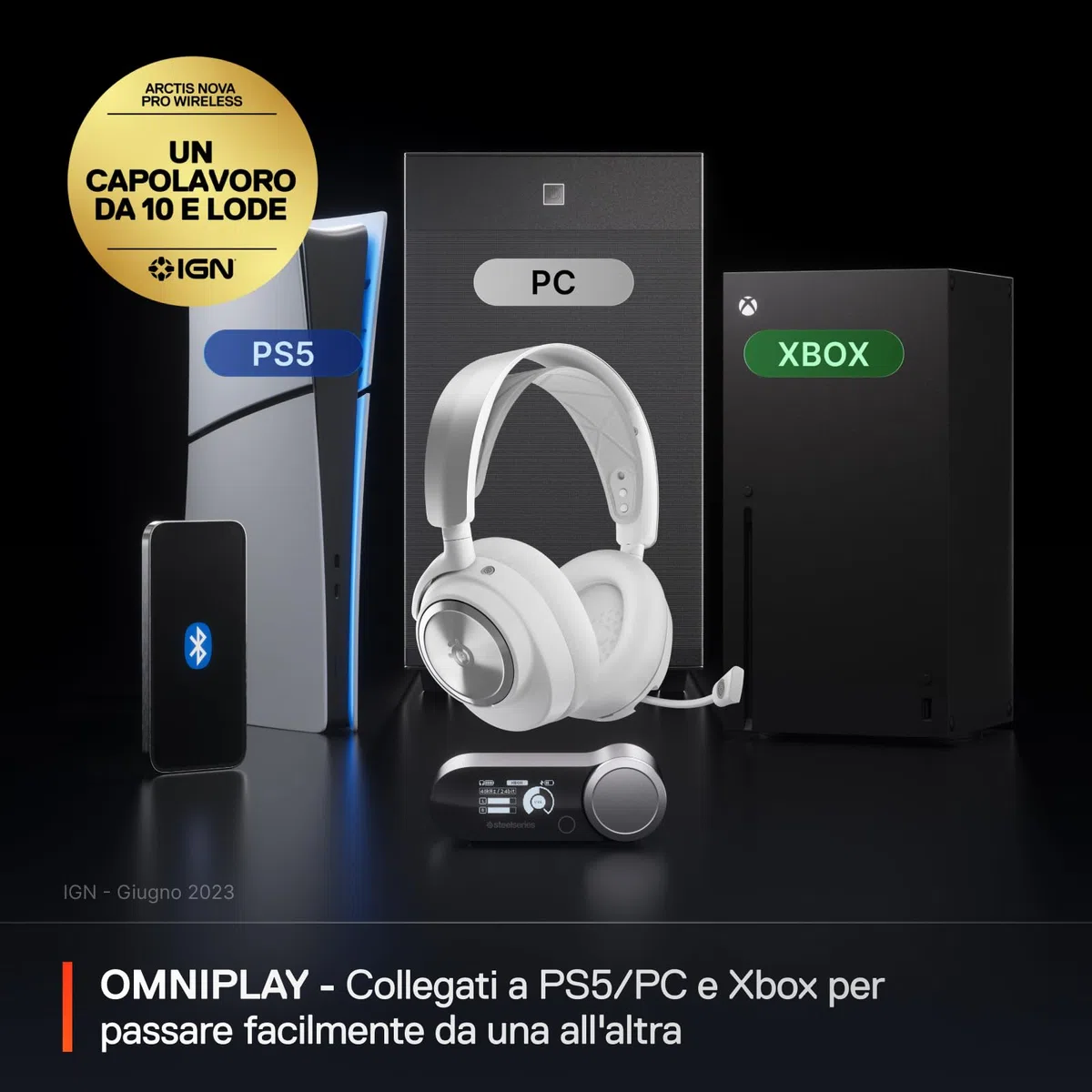 SteelSeries Arctis Nova Pro X Cuffie da gaming wireless multi-sistema driver magnetici al neodimio cancellazione attiva del rumore Infinity Power System Xbox PC PS5 Switch Mobile