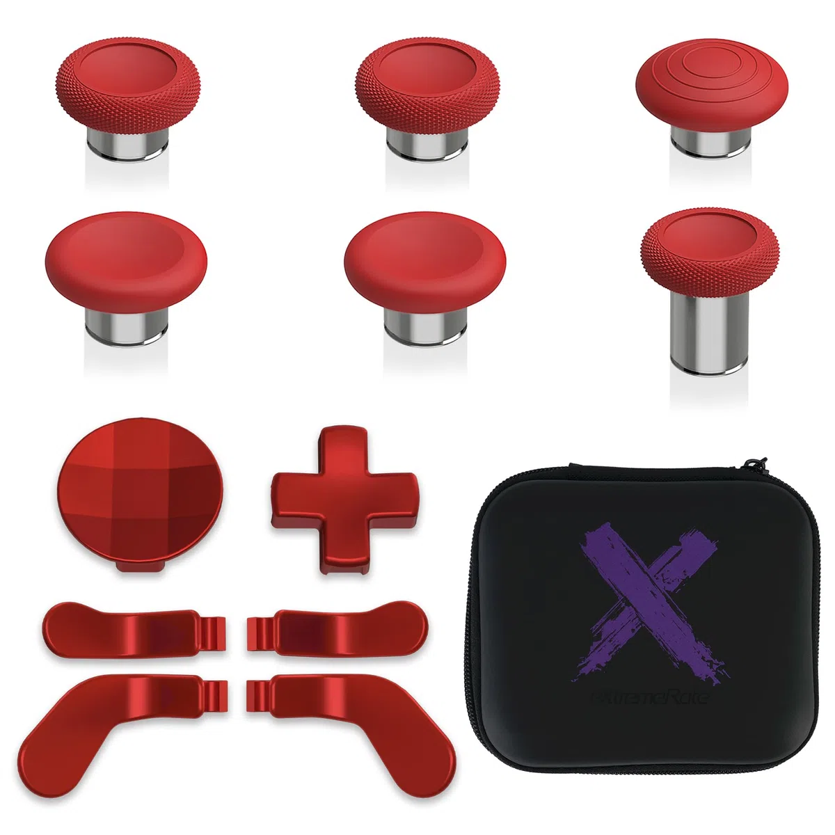 eXtremeRate 13 in 1 Palette Paddles Levette Analogiche Dpad Metallo per Xbox Elite Series 2 Wireless Controller,Analogici Magnetici Tasti per Xbox Elite Series 2 Joystick-Argento&Rosso Scarlatto