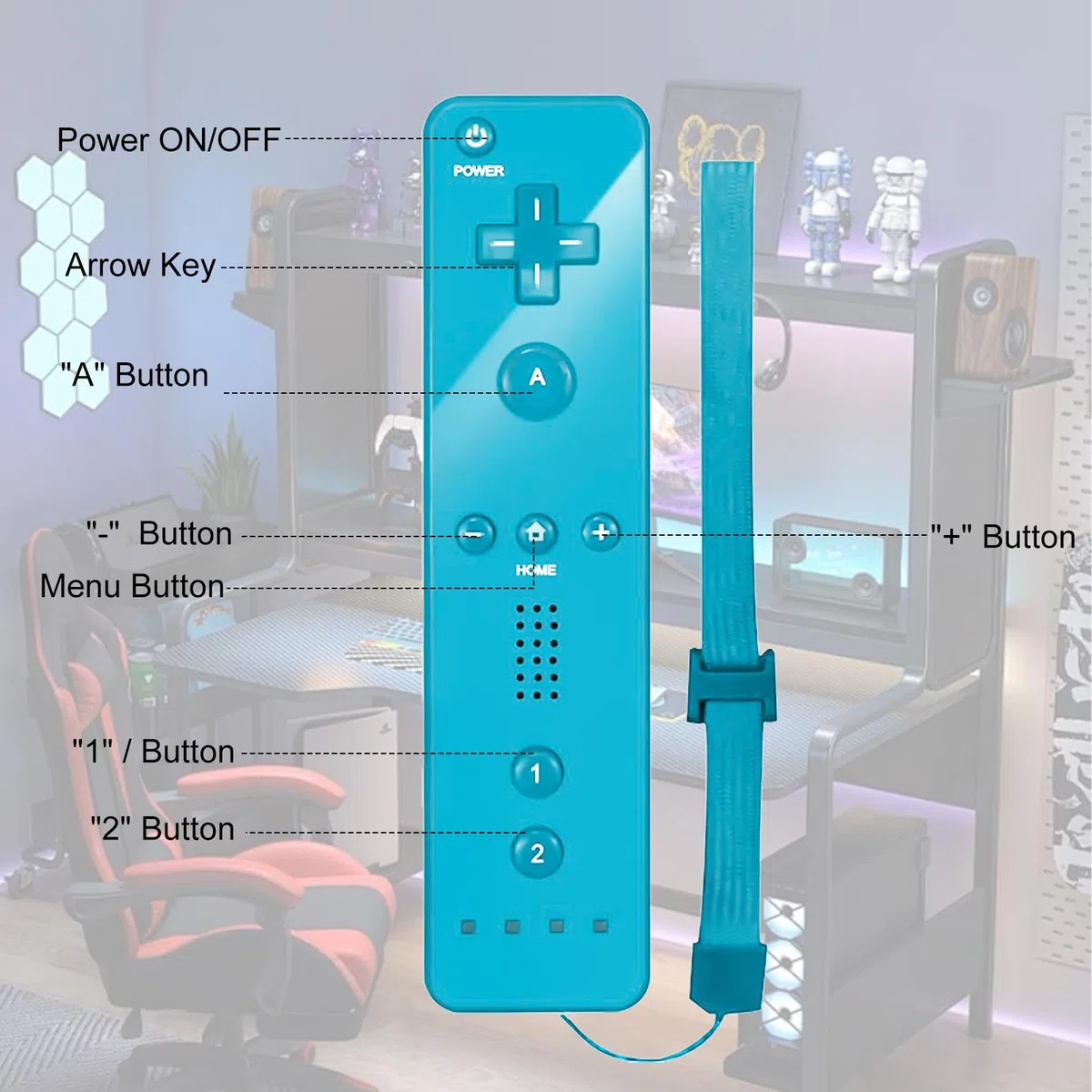 2x Telecomando Wii, controller Wii controller di gioco connessione sensore di movimento remoto wireless controller gamepad sostitutivo per console Wii e Wii, con custodia e cinturino da polso