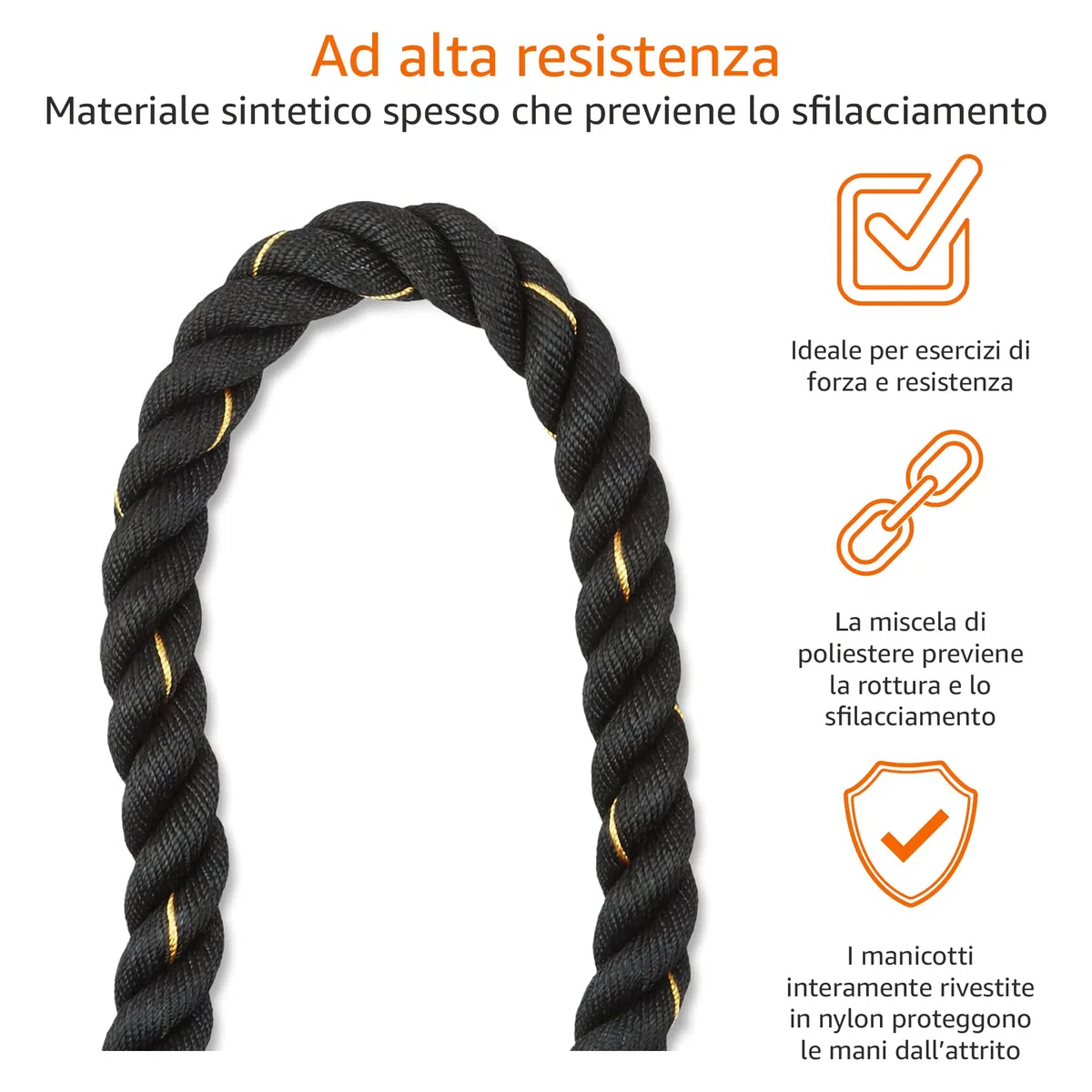 Amazon Basics Battle Rope, fune pesante da allenamento