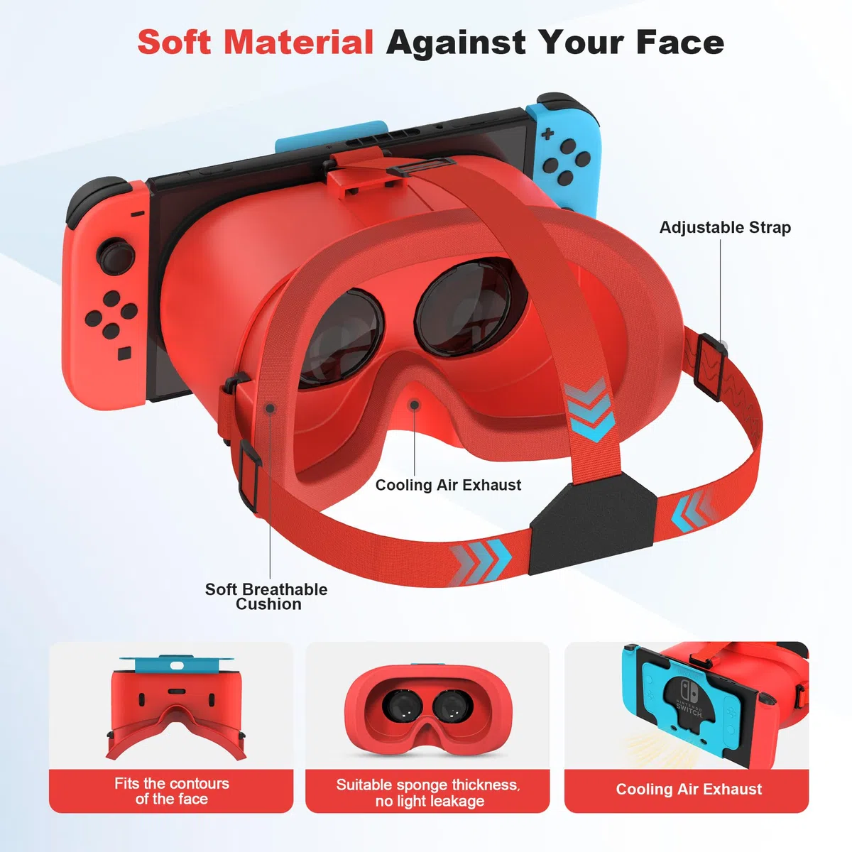 VR Cuffie per Nintendo Switch OLED Occhiali Realtà Virtuale Lenti Regolabili HD Comoda Cinghia