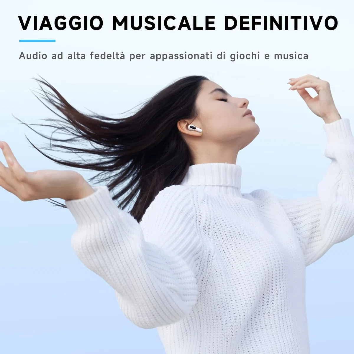 Bluetooth 5.3 Gaming Earbuds 2.4 GHz USB C & A in-Ear Headset for PS5/PC/VR/Switch ENC Mic 20ms 36h Touch Control bianco