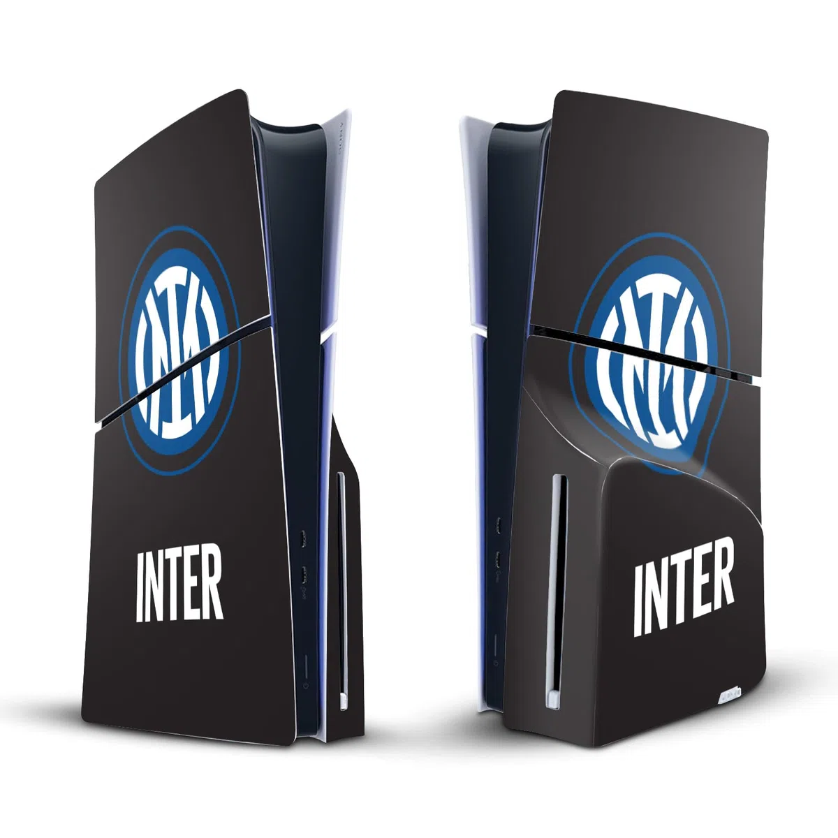 Head Case Designs Licenza Ufficiale Inter Milan Logo su Nero Distintivo Vinile Sticker Gaming Pelle Adesivo Compatibile con Sony Playstation 5 PS5 Slim Disc Edition Console