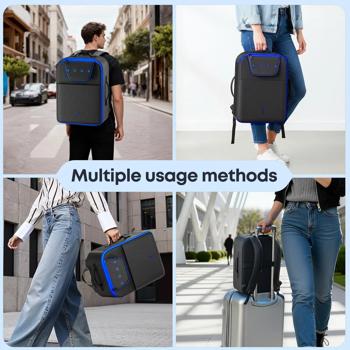 Zaino PS5 da Viaggio Compatibile con Console PS5/SLIM/PRO, Custodia Controller di Grande Capacità per Laptop 16", Cuffie, Borsa Accessori Gioco