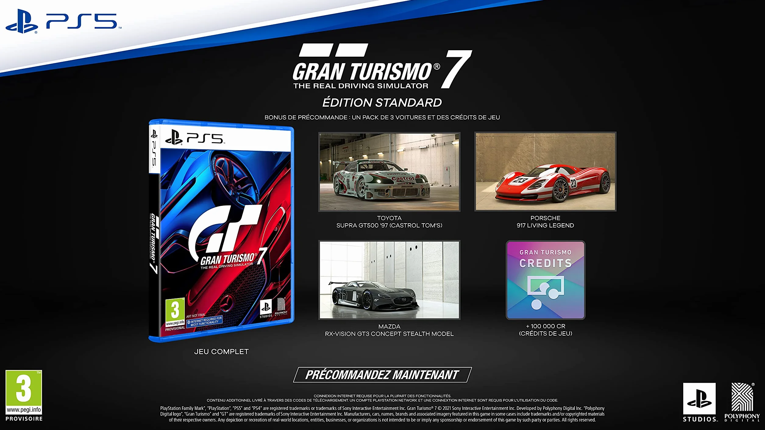 Sony Gran Turismo 7 PS5 Jeu de Course Édition Standard Version Physique CD Français PEGI 3