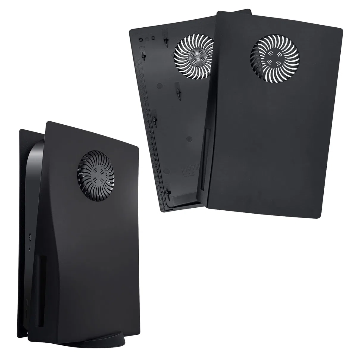 Mcbazel Placche PS5 con Slot di Raffreddamento, Piastra di Ricambio Antigraffio e Antipolvere per PS5 Disc Edition – Nero (Non compatibile con PS5 Slim/Pro)