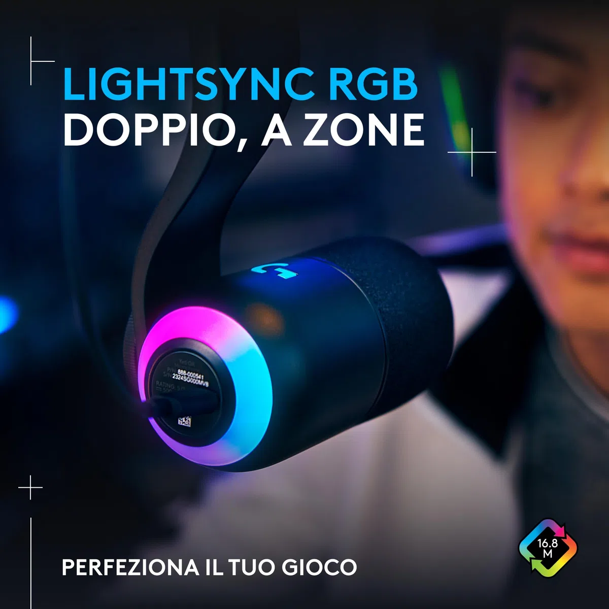 Logitech G Yeti GX Dynamic Microfono a condensatore RGB per gaming con LIGHTSYNC, microfono USB per streaming, supercardioide, Plug and Play USB per PC/Mac - Nero