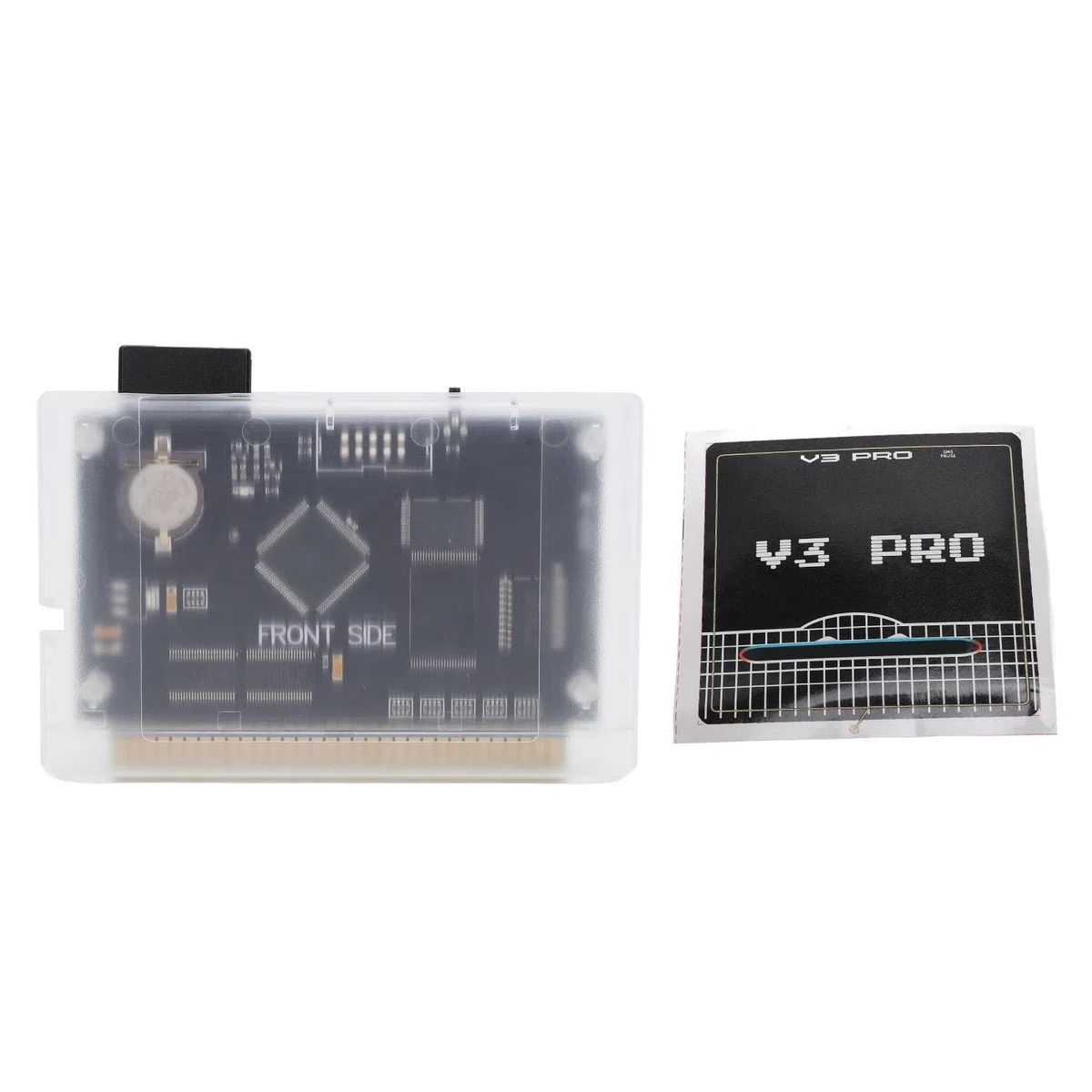 Plyisty Cartuccia di Gioco Carrello Flash retrò per Mega Drive V3.0 Pro, Scheda di Gioco 3000 in 1 per MD1/MD2/MD3/CD-X/32X, Compatibile con Genesis, Mega-Drive, Master System (Bianco trasparente)