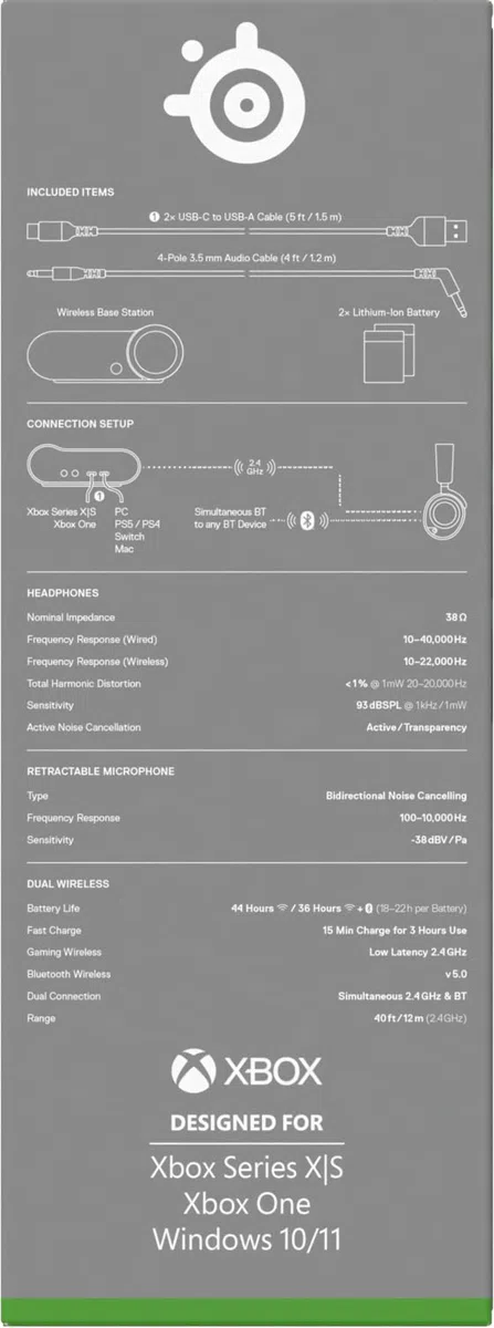 SteelSeries Arctis Nova Pro X Cuffie da gaming wireless multi-sistema driver magnetici al neodimio cancellazione attiva del rumore Infinity Power System Xbox PC PS5 Switch Mobile