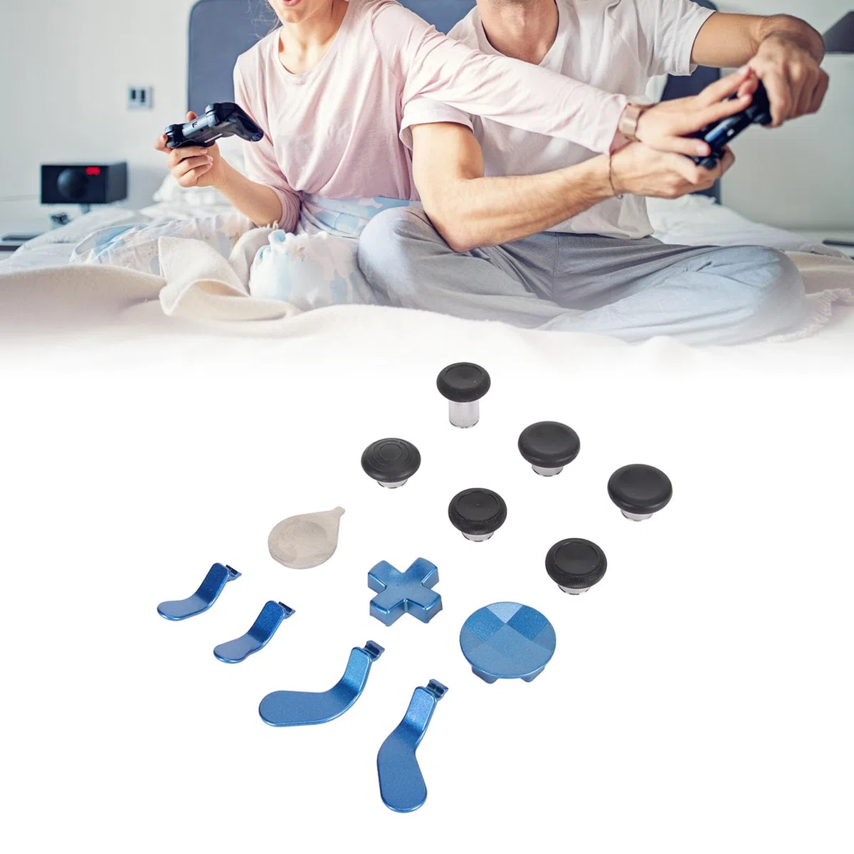 Focket Manopole in Metallo per Controller One Elite Series 2, Kit di 13 Pulsanti magnetici sostitutivi in 1. Include Joystick in Metallo a 6 Posizioni, 4 Paddle e 2 D-Pad (Blu)