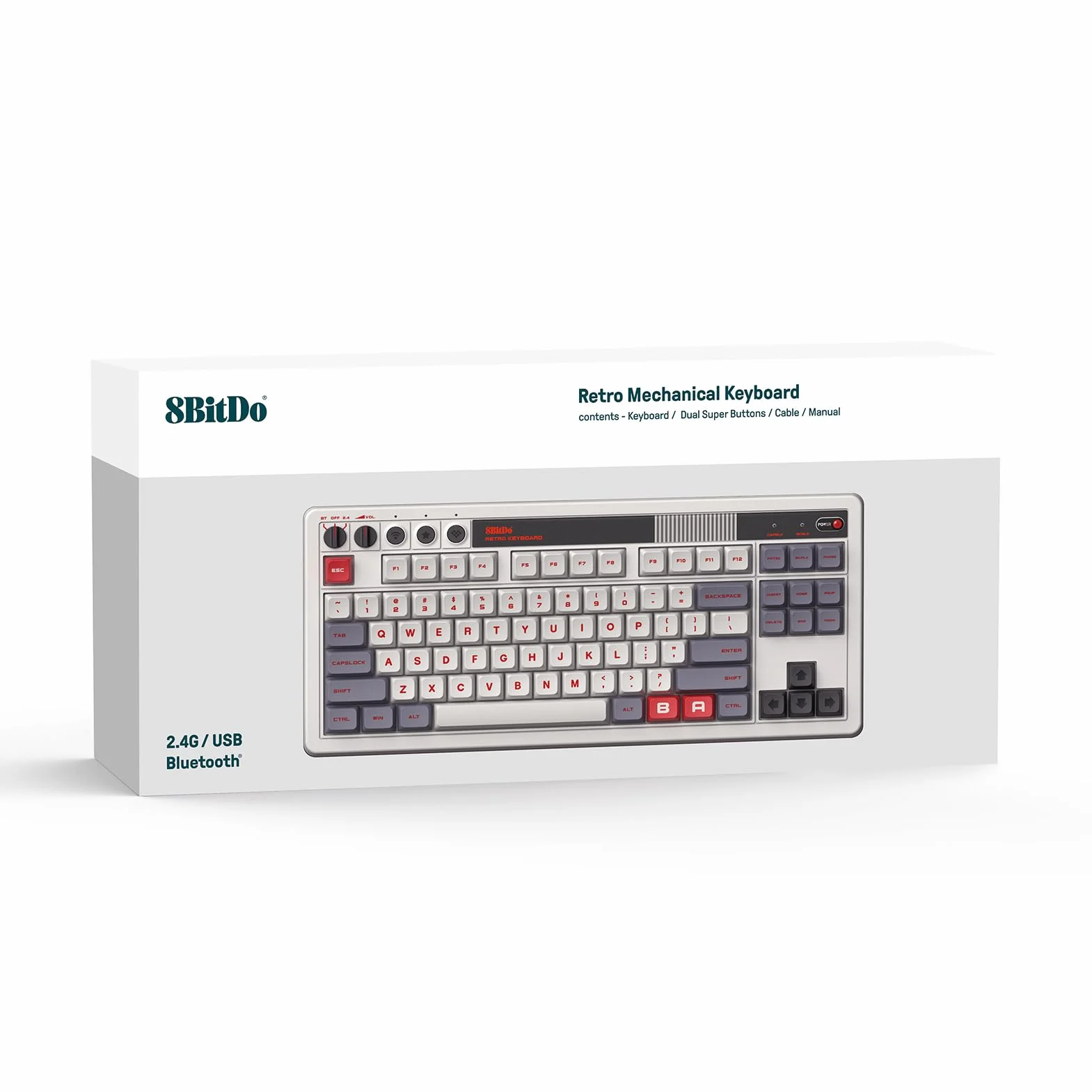 8Bitdo Retro Mechanical Keyboard, Bluetooth/2.4G/USB-C Hot Swappable Gaming Keyboard with 87 Keys, Dual Super Programmable Buttons for Windows and Android - N Edition - QWERTY English Keyboard