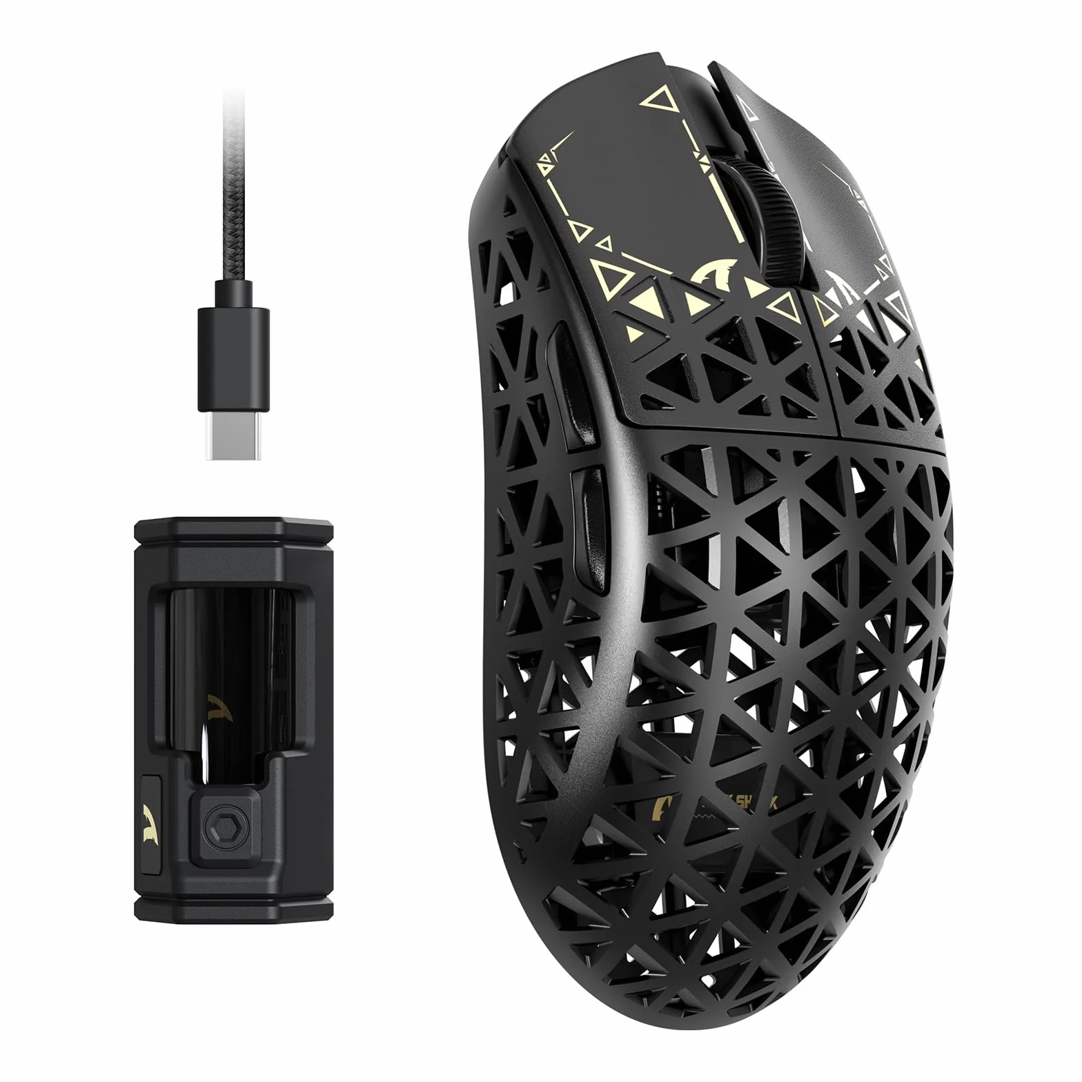 ATTACK SHARK R5 Ultra Mouse da Gioco Wireless HyperSpeed Fibra Carbonio, Mouse Ultraleggero 39g, 2,4G/BT/USB-C Cablato, Sensore PAW3950MAX, Frequenza Polling Wireless 8KHz, 42KDPI, Win/Mac -Nero