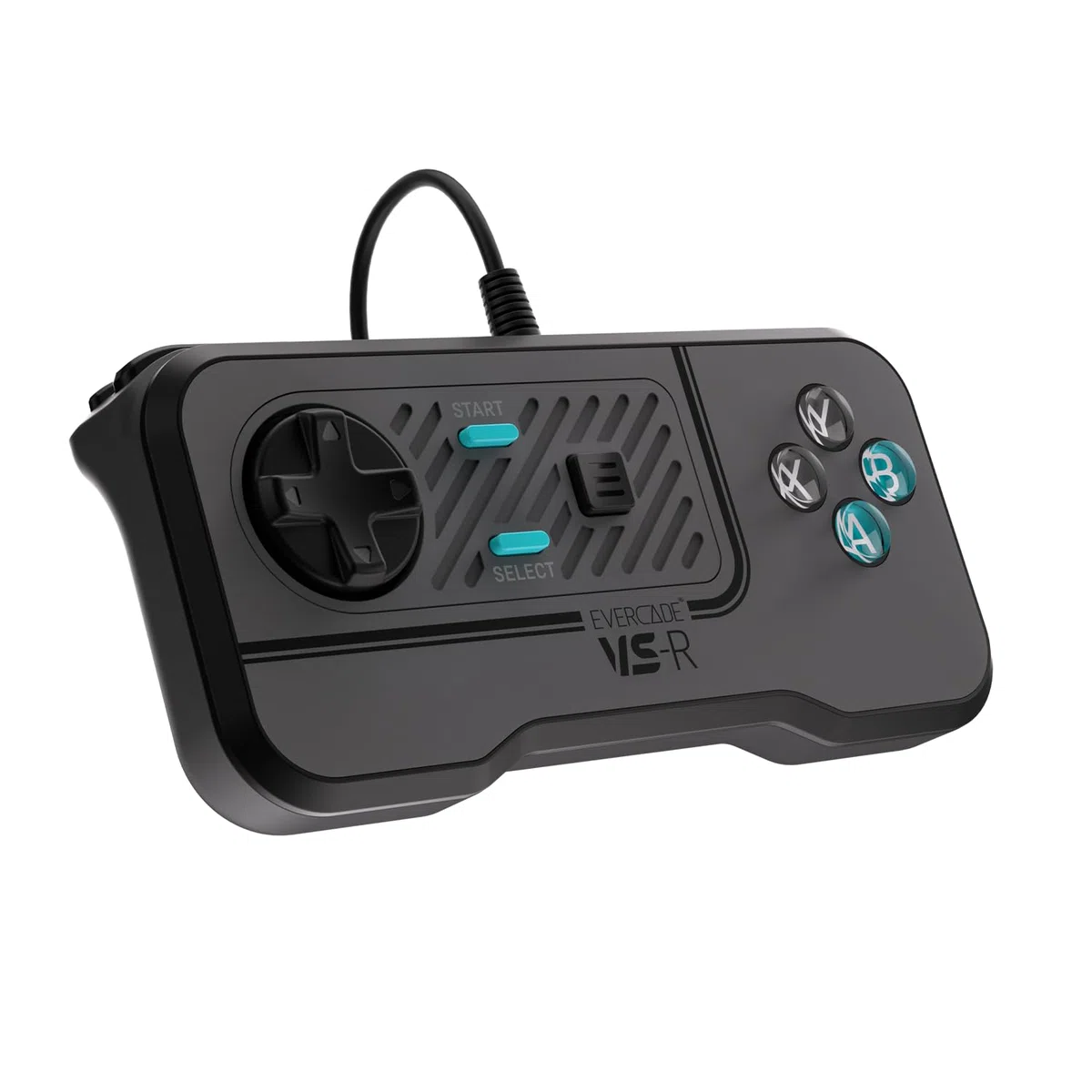 Manette filaire Just For Games pour Evercade VS VS R et Alpha Gris noir