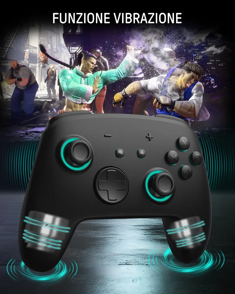 Luminex Controller Switch 2 con Dock di Ricarica, Pro Controller Wireless Compatibile Con Switch 2/Switch/OLED, Bluetooth Joypad Con Effetto Hall/7 Colori LED/Turbo/Link App - Minatore Nero