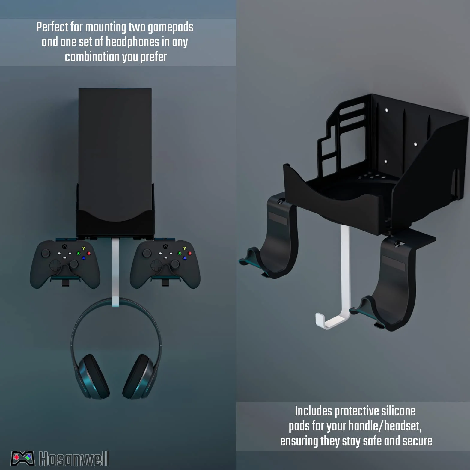 Hosanwell Supporto da Parete Xbox Series X Staffa per Console, Cuffie e Controller