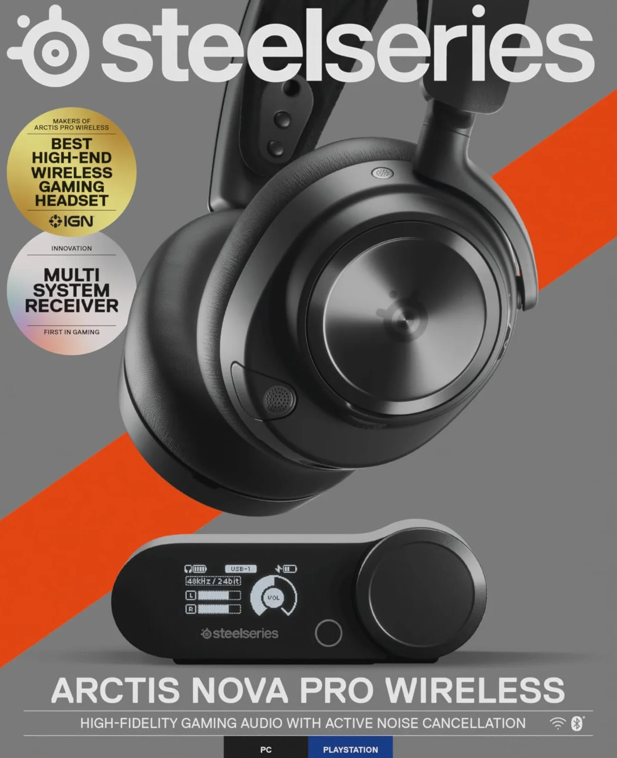 SteelSeries Arctis Nova Pro Cuffie Gaming Wireless Multi-Sistema Driver Magnetici Neodimio Cancellazione Attiva Rumore Infinity Power System ClearCast Gen 2 PC PS5 PS4 Mobile