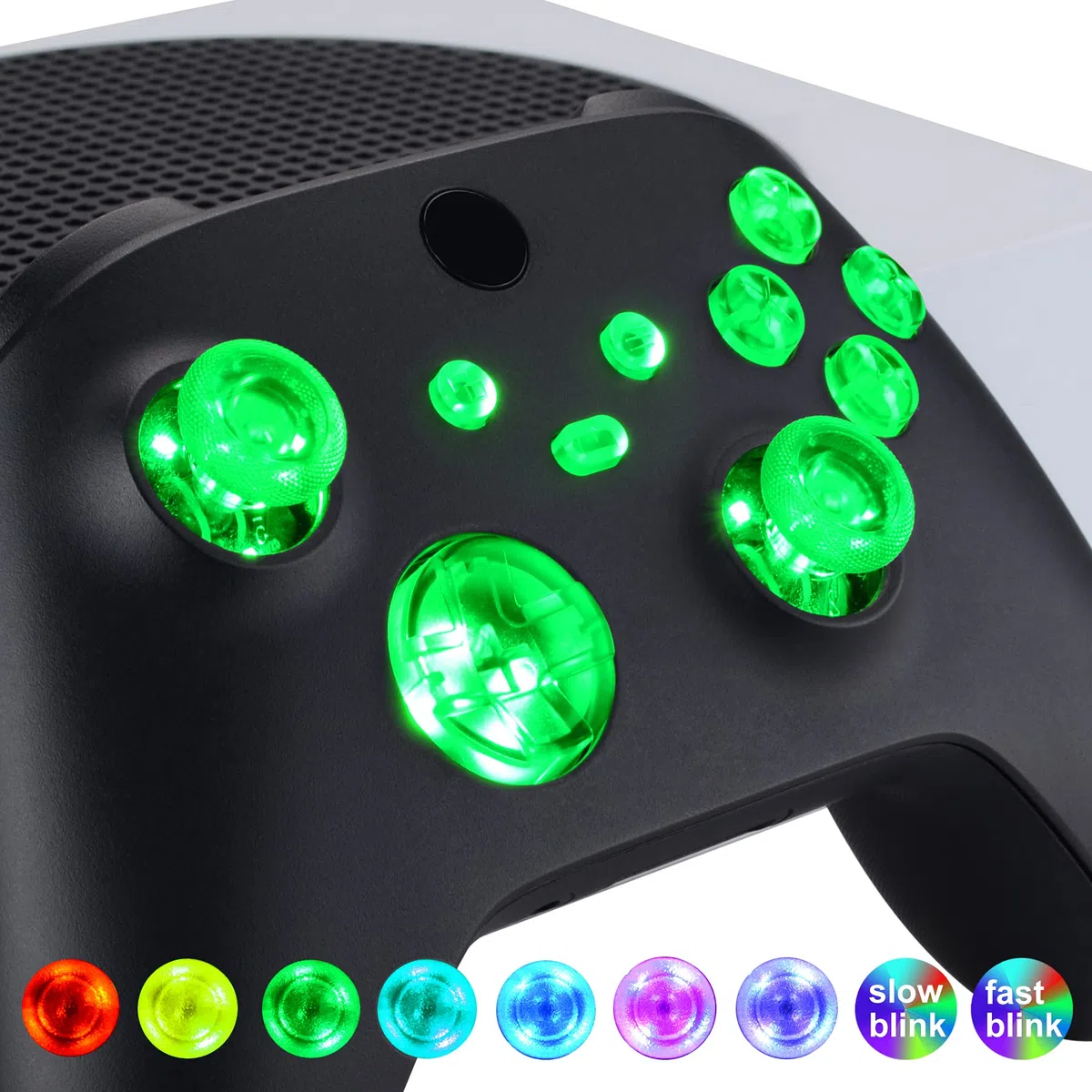 eXtremeRate Multicolori Tasti Luminosi Ricambio per Xbox Series X S Controller Dpad Analogici Pulsanti DTF LED Kit