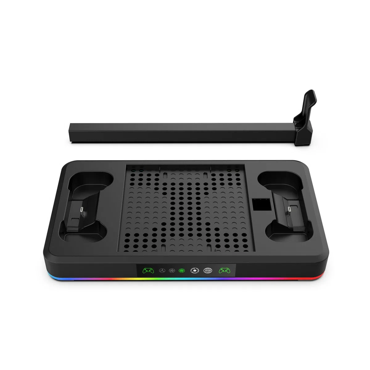 Base di raffreddamento RGB con ventola per Xbox Series X/S, caricatore controller e supporto cuffie (Nero)