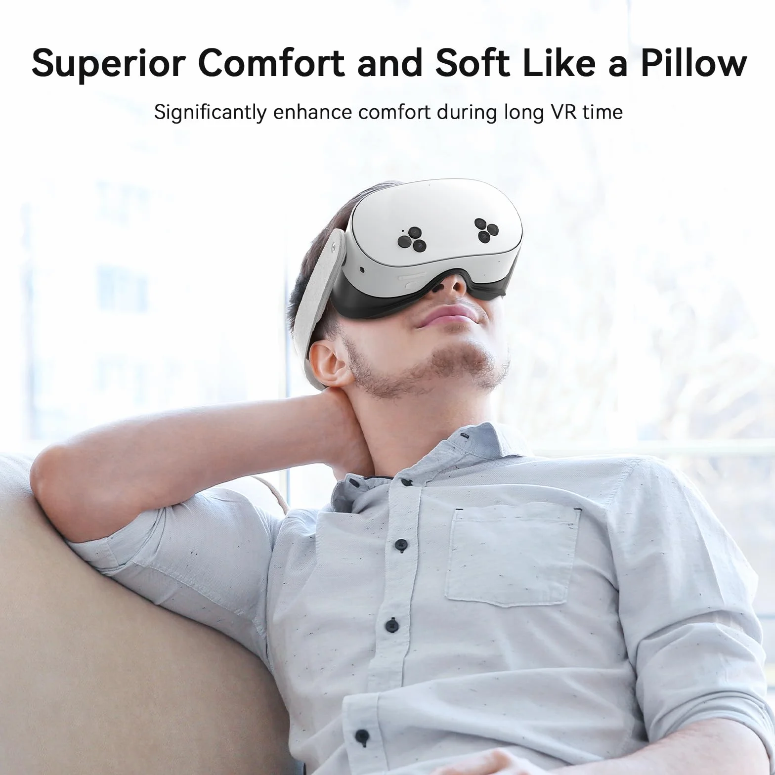 AMVR Facial Interface Face Pad Cover compatibile con Meta Quest 3S, cuscino facciale in PU e cotone traspirante Ice Silk
