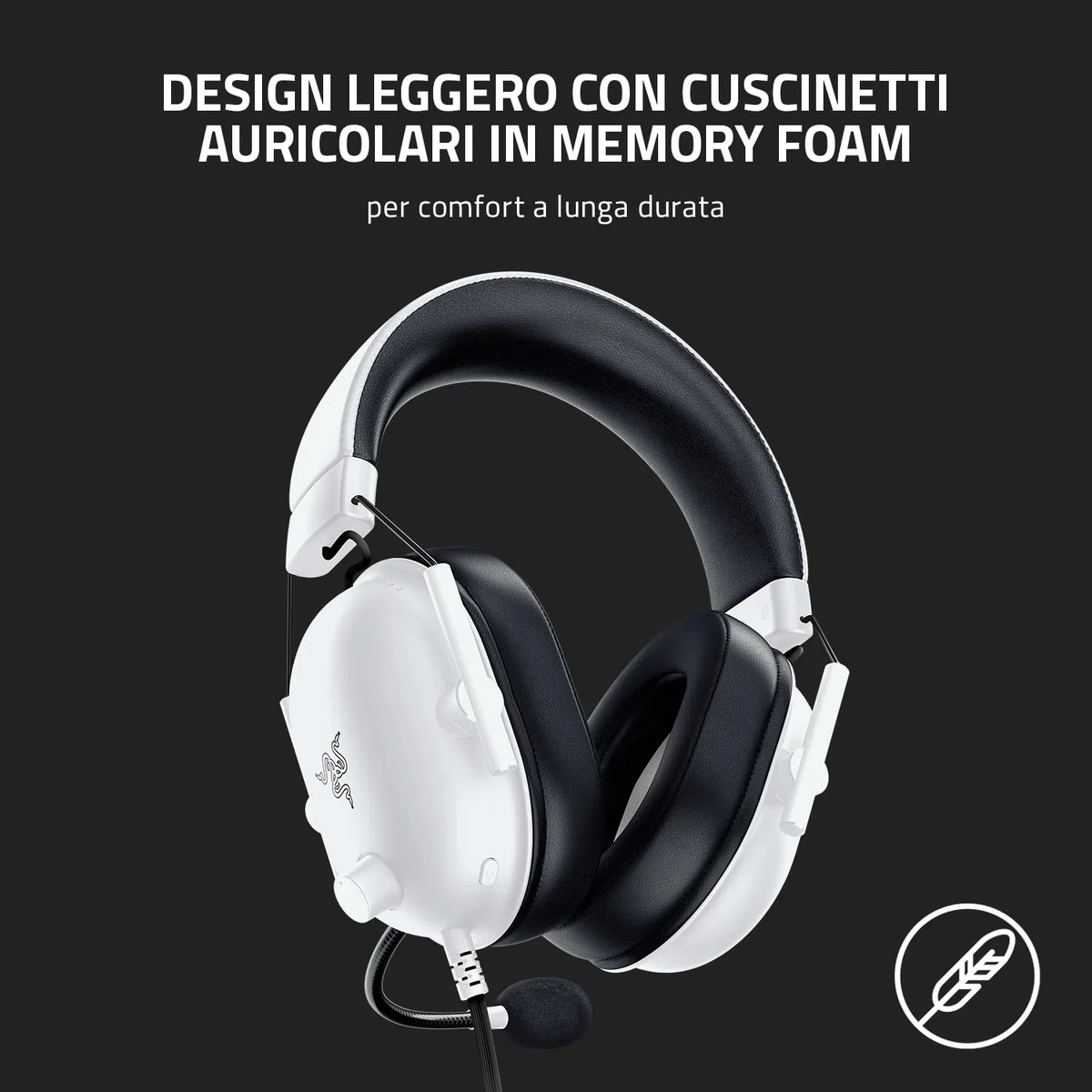 Razer BlackShark V2 X Cuffie da Gioco Esports Cablate Driver TriForce 50 mm Microfono HyperClear Audio Surround 7.1 Bianco