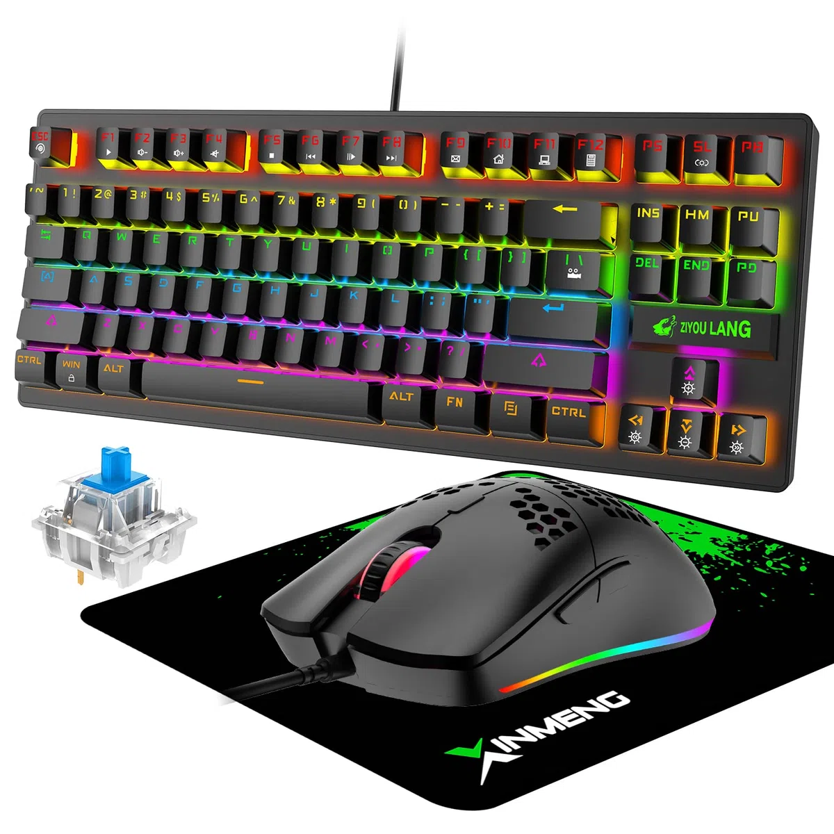 Tastiera e set di mouse con tampone del mouse, topi da gioco G-Pro Ultra -Il Legno Honeycomb Shell, tastiera TKL, tastiere meccaniche nere, topi e dispositivi di input, tappetino topi tastiera RGB