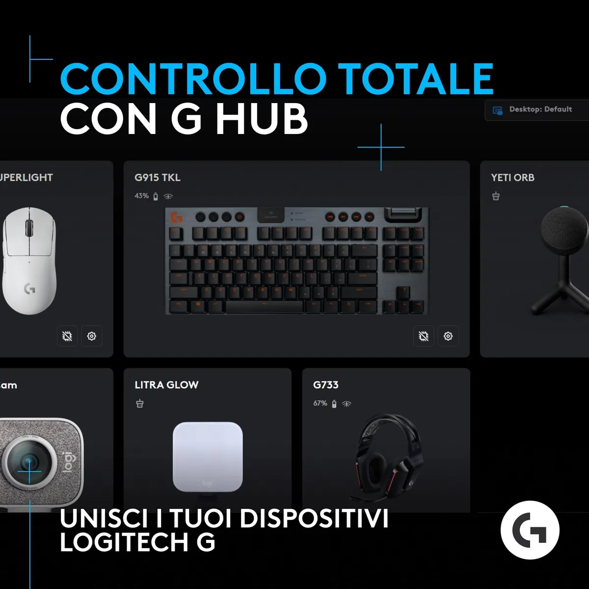 Logitech G Yeti Orb Microfono a Condensatore RGB per Gaming con LIGHTSYNC, Microfono USB per Streaming, Cardioide, Plug and Play USB per PC e Mac, Nero