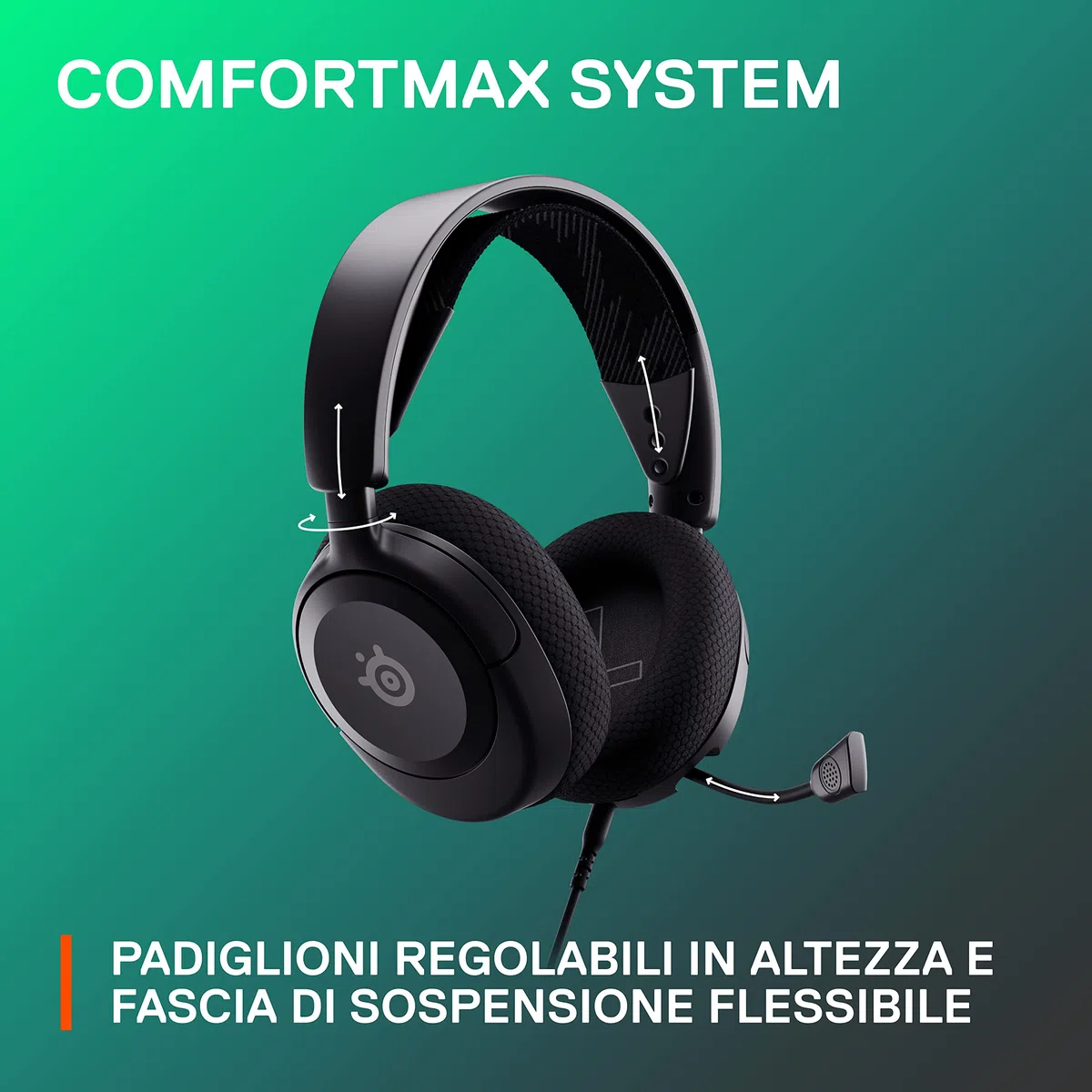 SteelSeries Arctis Nova 1 Cuffie Gaming Multisistema Driver Hi-Fi Audio Spaziale 360° Memory Foam PC PS5 PS4 Switch Xbox Nero