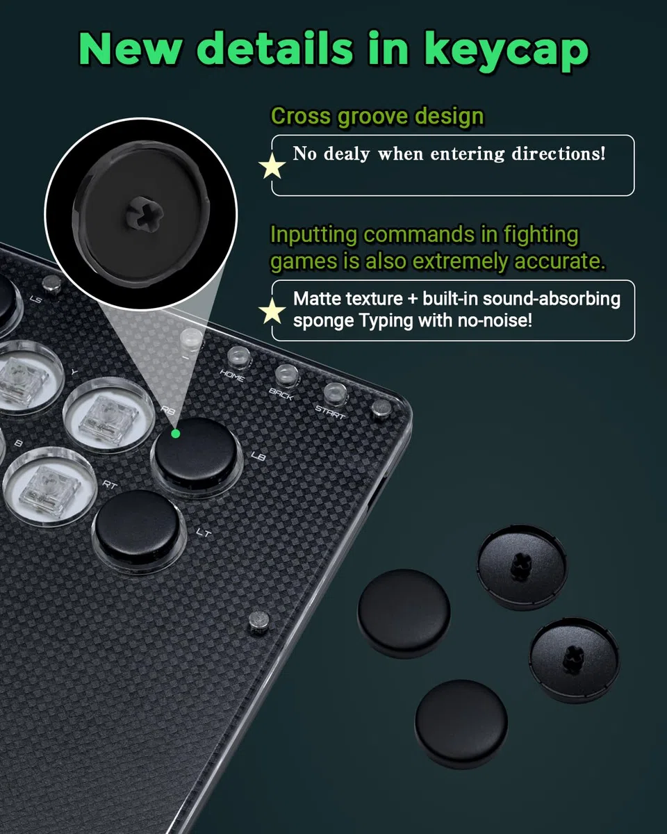 JZW-Shop Haute42 Arcade Stick T16-texture, controller arcade a tutti i pulsanti per Switch/PC/PS4/PS3/Steam Deck, tastiera da gioco Slim Arcade Fight Stick con Turbo e RGB personalizzato, supporta