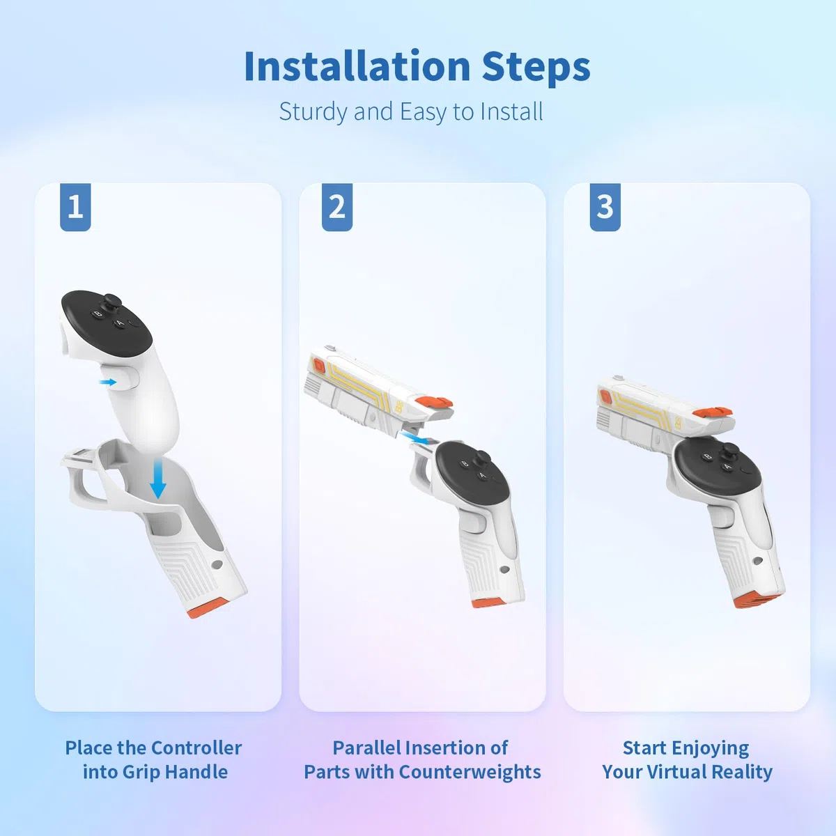 AMVR VR Attacco G-un stick compatibile con Meta Oculus Quest 3 impugnatura ponderata P-istoI per FPS