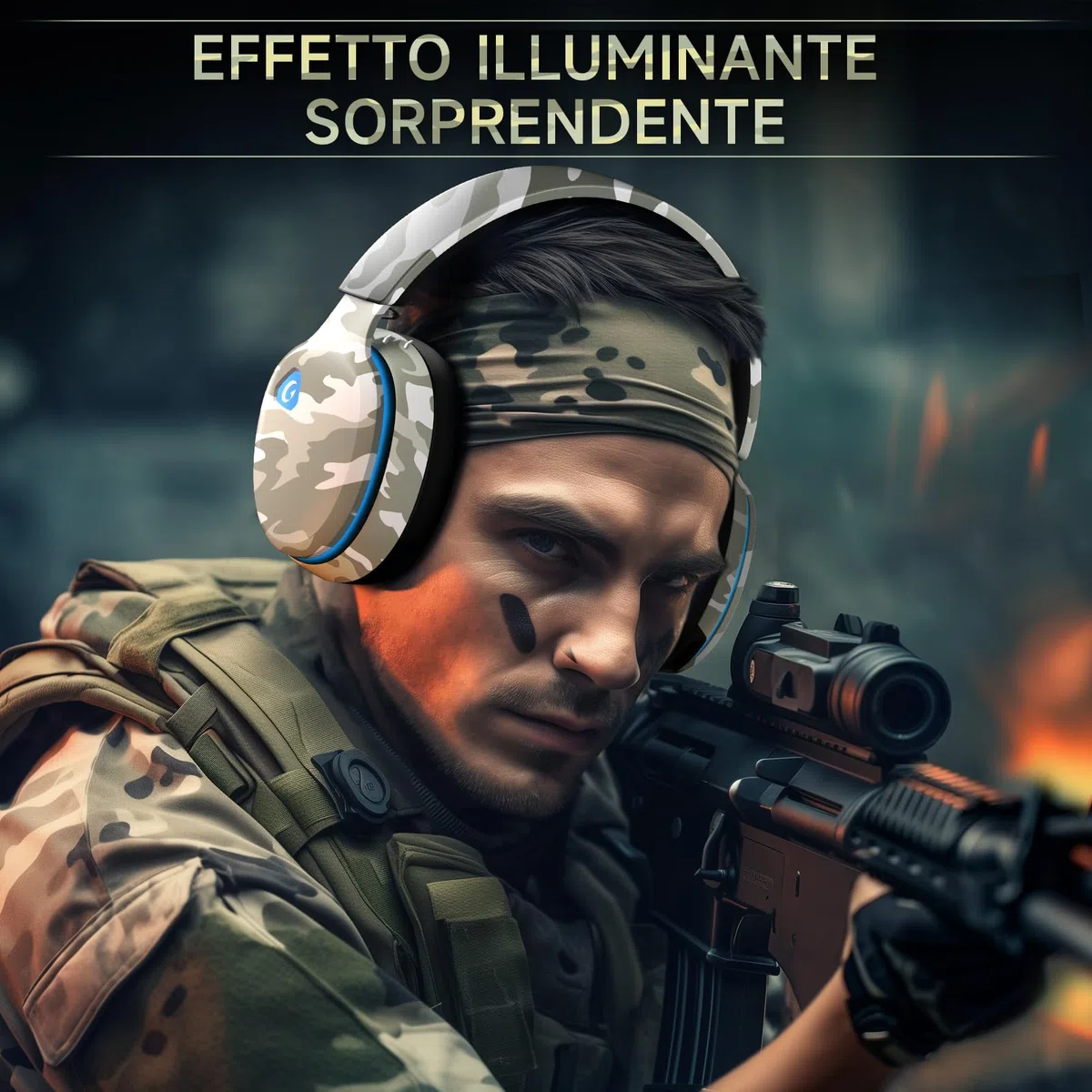 Gvyugke Cuffie da gioco Bluetooth 5.2 senza fili, microfono stereo 3D rimovibile per PS5, PS4, PC, Mac (multicolore)