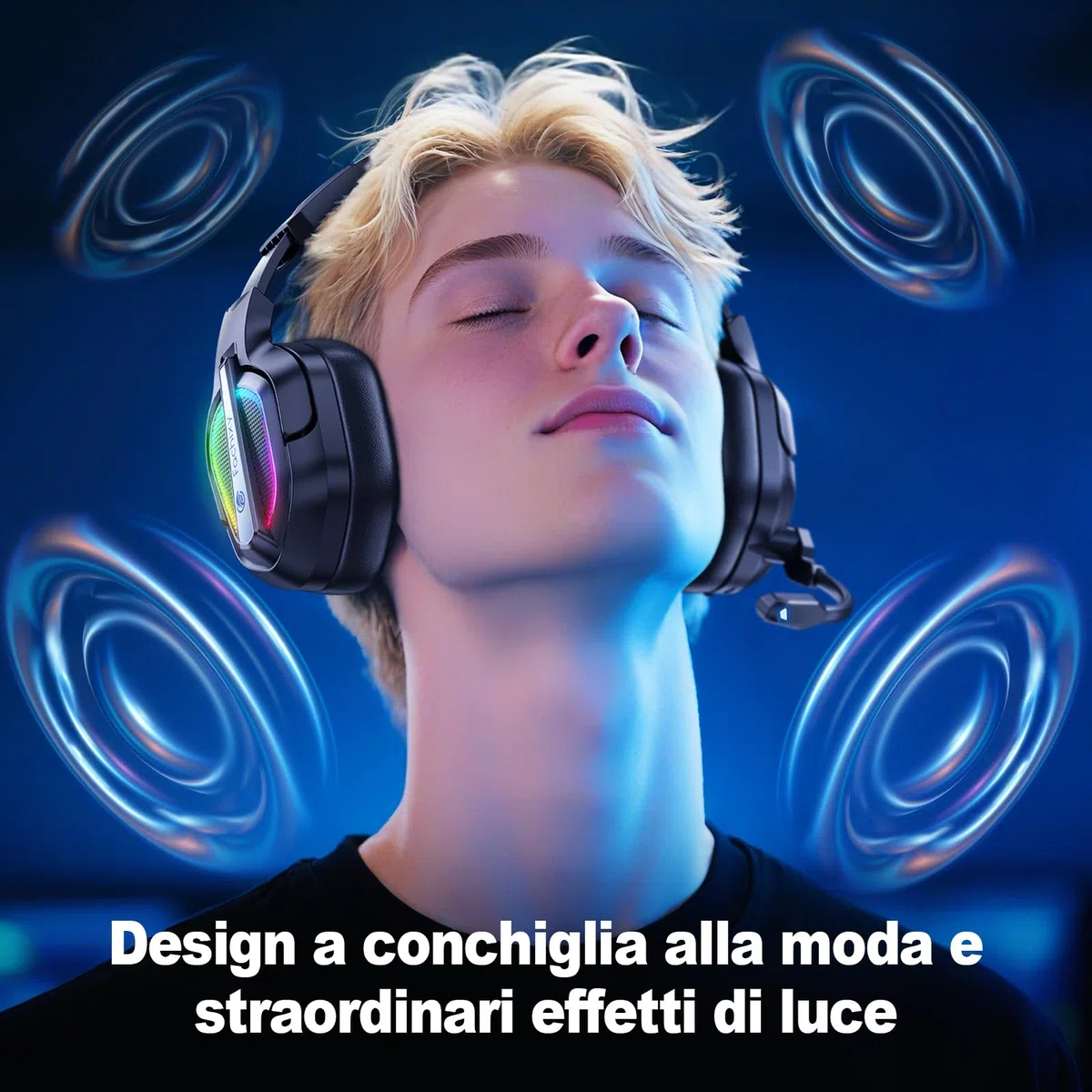 Fachixy FC200 Cuffie Gaming Wireless 2.4GHz per PS5 PS4 PC Switch Mac Mobile Stereo Bluetooth Over Ear LED 50 Ore