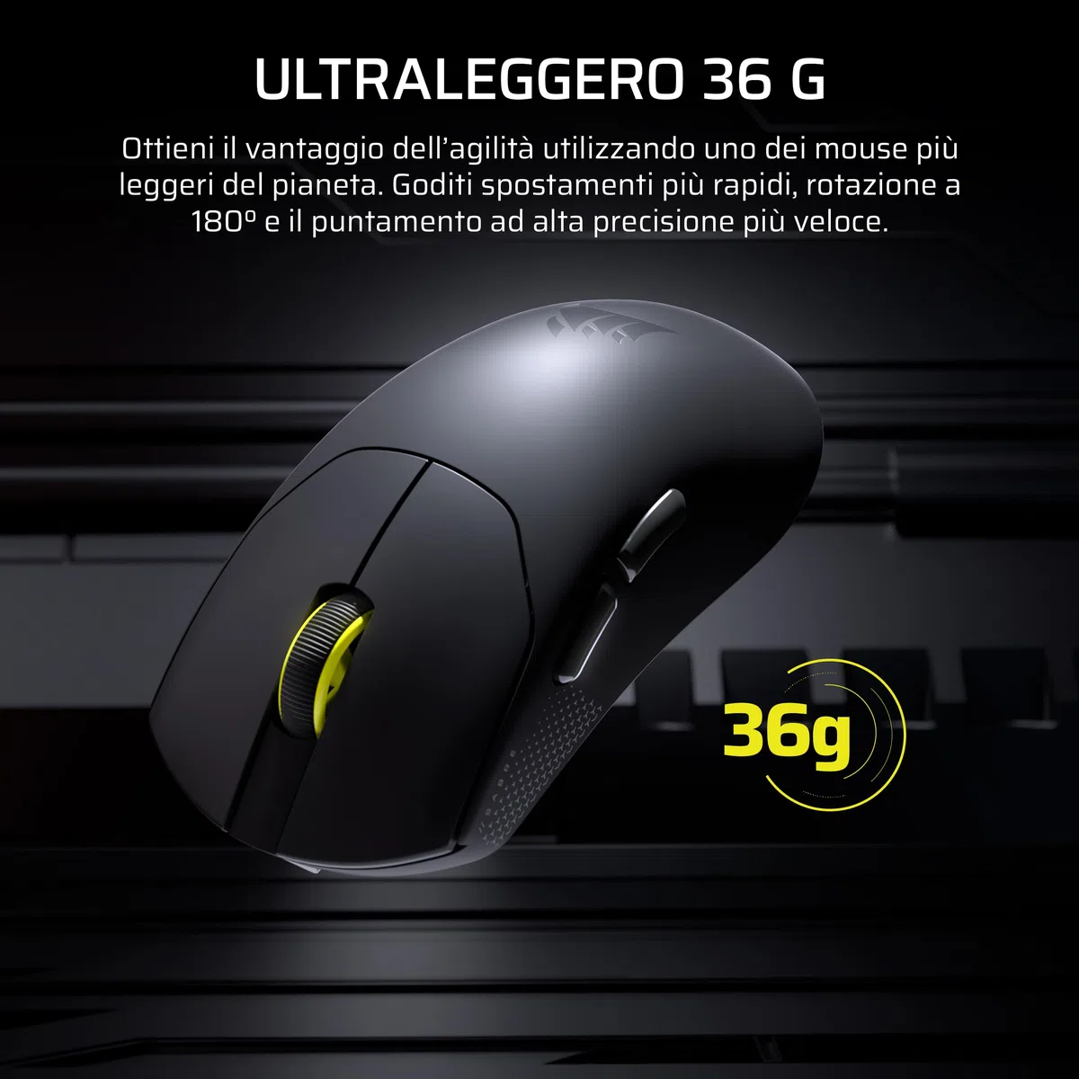 Corsair SABRE v2 PRO Ultraleggero Wireless FPS Mouse Gaming – Nero | 33.000 DPI, 36g di Peso, 8.000Hz Hyper-Polling, Interruttori Meccanici, Fino a 70 Ore di Durata della Batteria Wireless