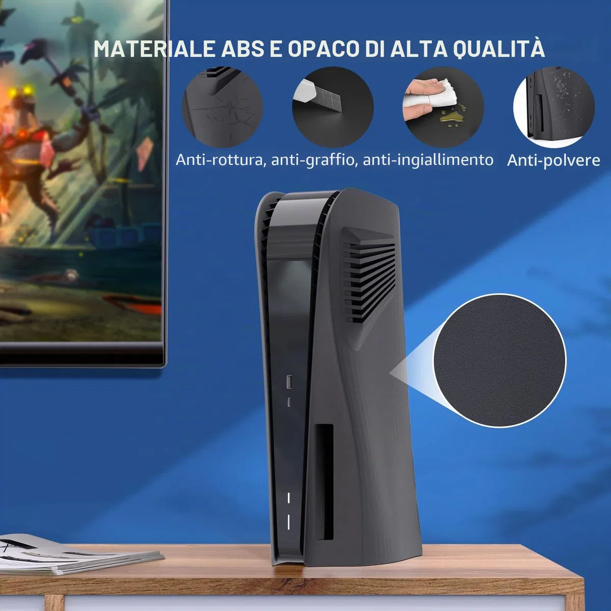 innoAura Piastre per Disc Edition, Piastre Frontali con Prese d'Aria di Raffreddamento, Cover Protettiva AntiGraffio Antipolvere, Custodie di Ricambio in ABS Premium (Nero)