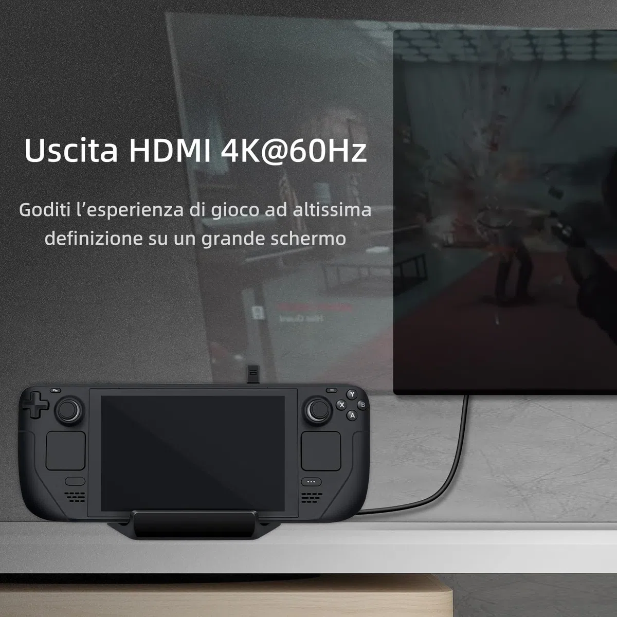 6 in 1 Steam Deck Docking Station, Caricatore con HDMI 2.0 4K@60Hz/Gigabit Ethernet/Ricarica Rapida PD 100W/3 Porta USB 3.0 per Steam Deck/Nintendo Switch/Switch OLED/ROG ALLY/Legion go/MSI Claw
