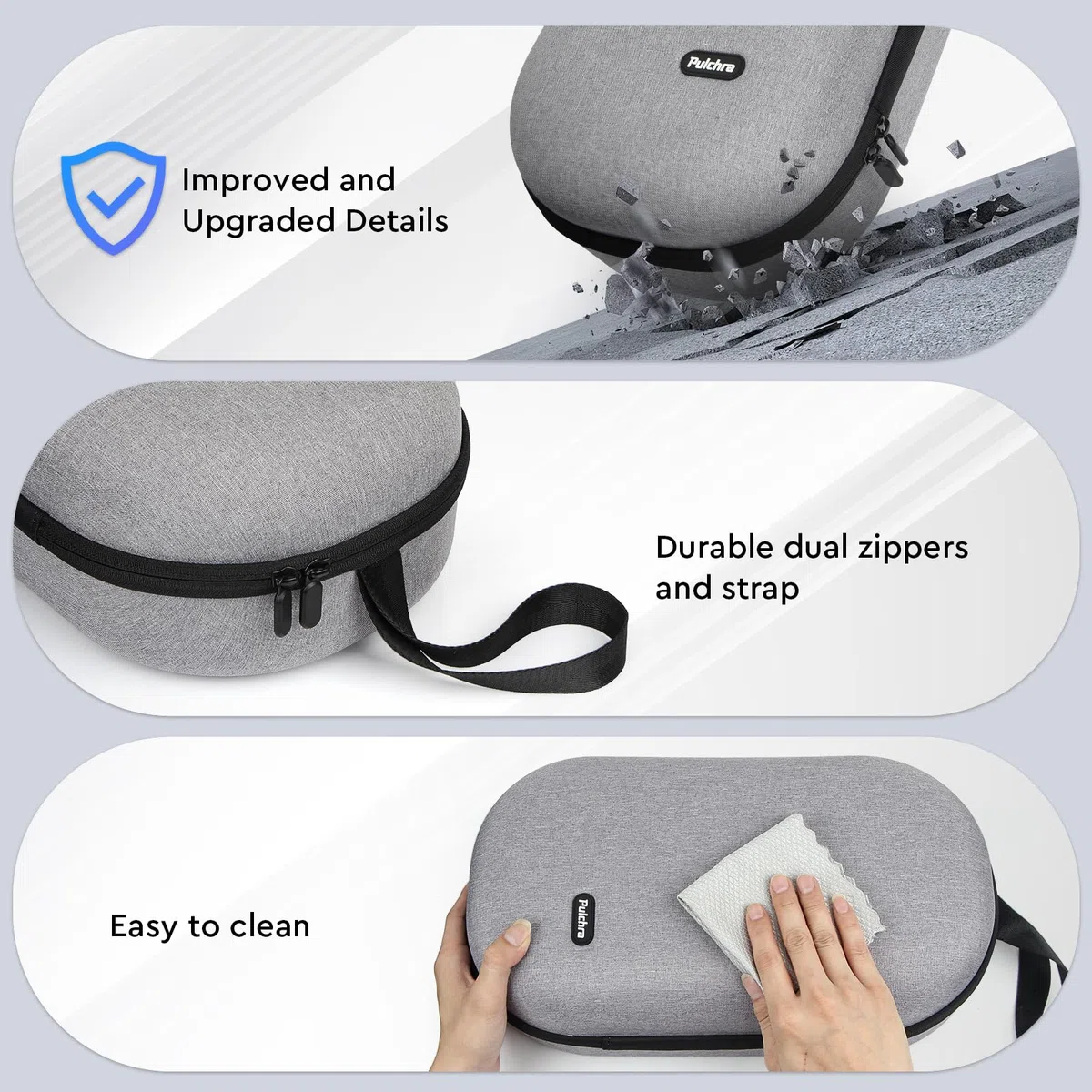 Pulchra VR Custodia da Viaggio Rigida Compatibile con Meta Quest 3/2, Oculus Quest 3/2, PICO4/4Pro, Grigio