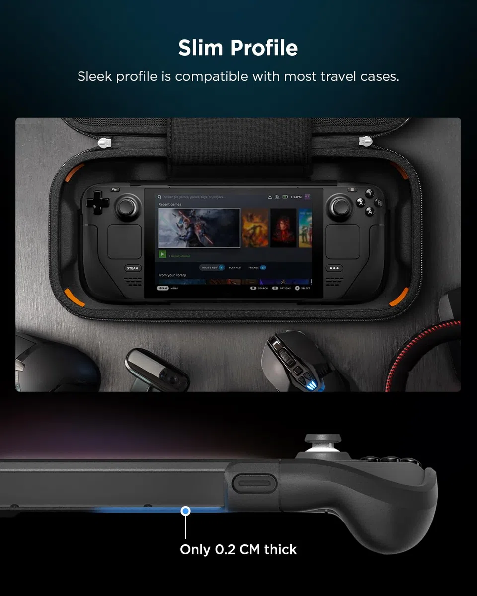 Spigen Cover Thin Fit Pro Compatible con Steam Deck LCD (2022) / Steam Deck OLED (2023) Console - Nero