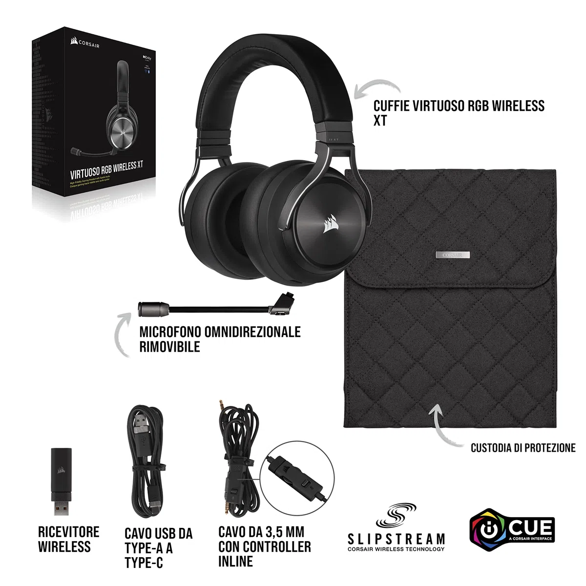 Corsair VIRTUOSO RGB WIRELESS XT, Nero