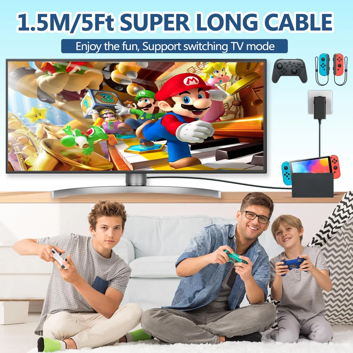 Caricatore per Switch 45W con Cavo 1.5M/5Ft USB Tipo C Carica Rapida