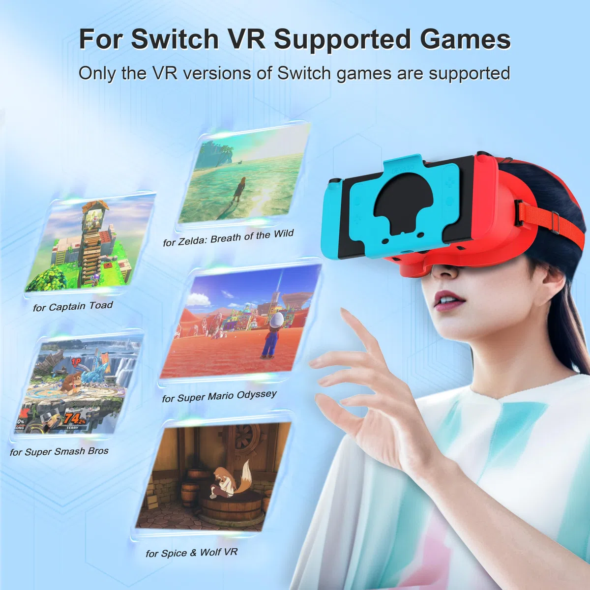 DEVASO Cuffie VR per Nintendo Switch OLED con Lenti HD Regolabili Cinghia Testa