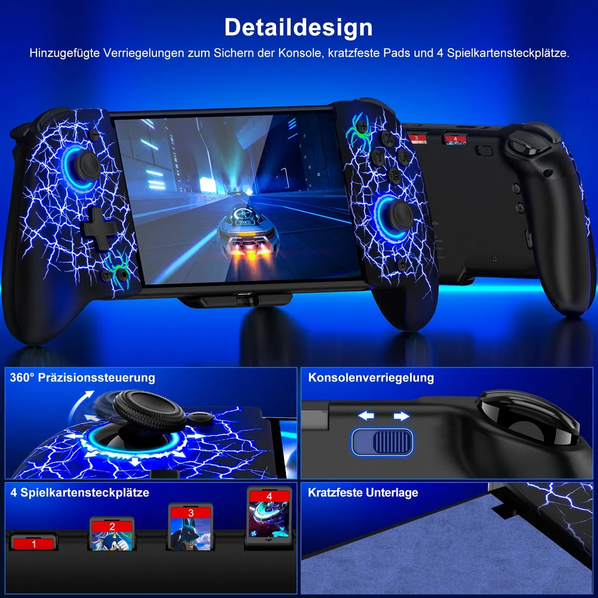 Controller Switch Portatile con Giroscopio a 6 Assi, 1000mAh Programmabile Turbo per Switch/OLED