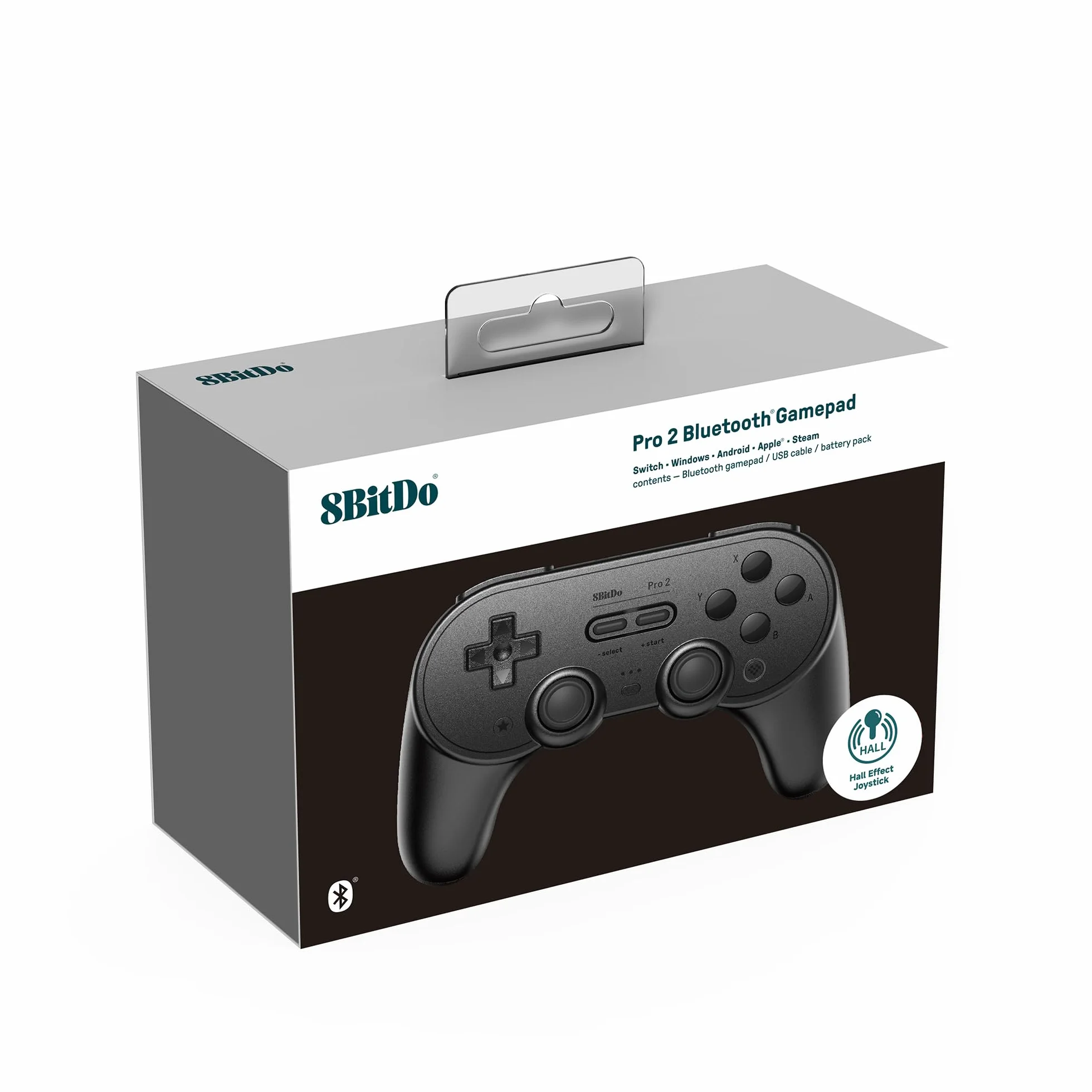 8Bitdo Pro 2 Bluetooth Controller for Switch, Hall Effect Joystick, Wireless Gaming Controller Black Edition