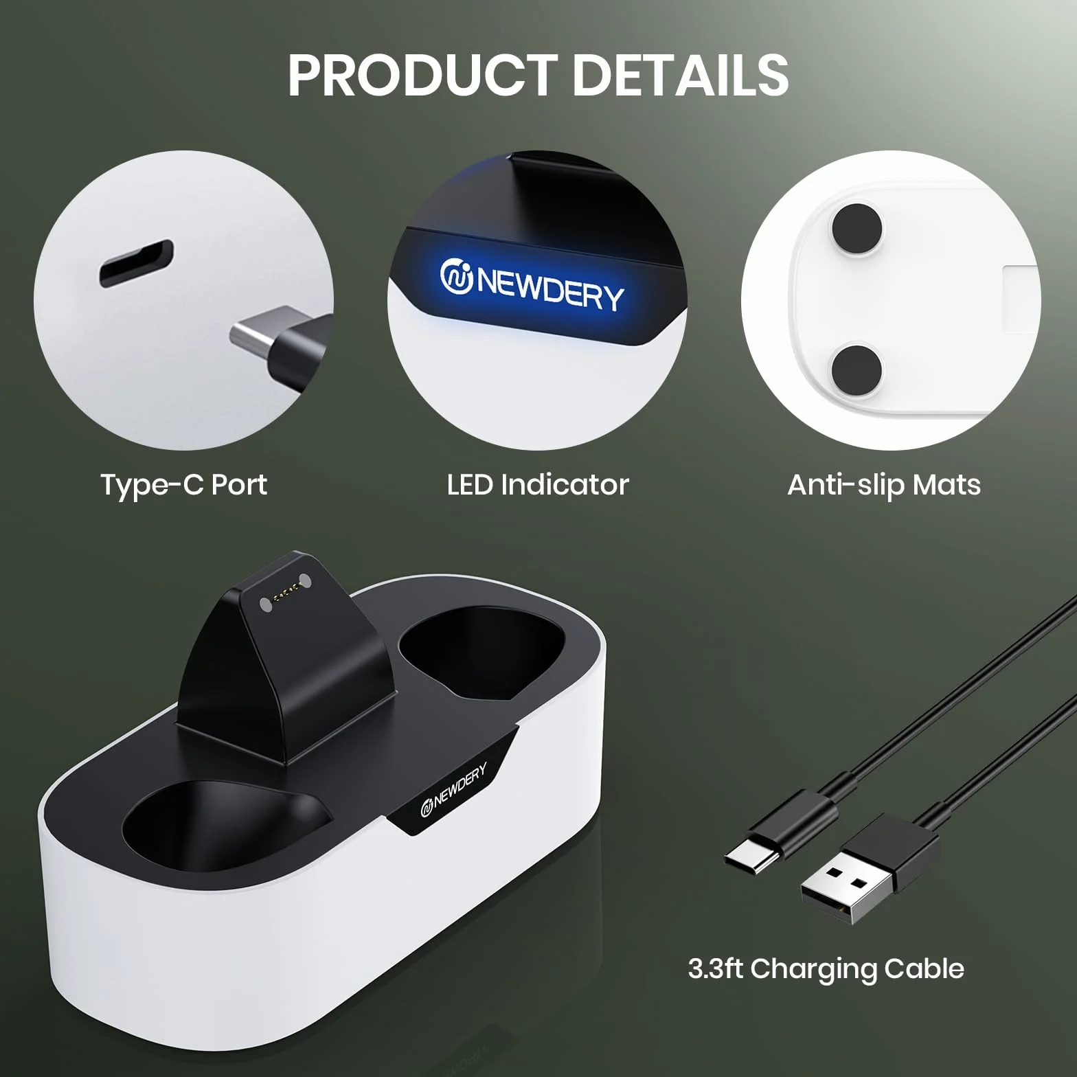 NEWDERY Solo Charger Station per controller wireless Xbox, dock di ricarica rapida, supporto di ricarica singolo per controller Xbox One/serie X|S