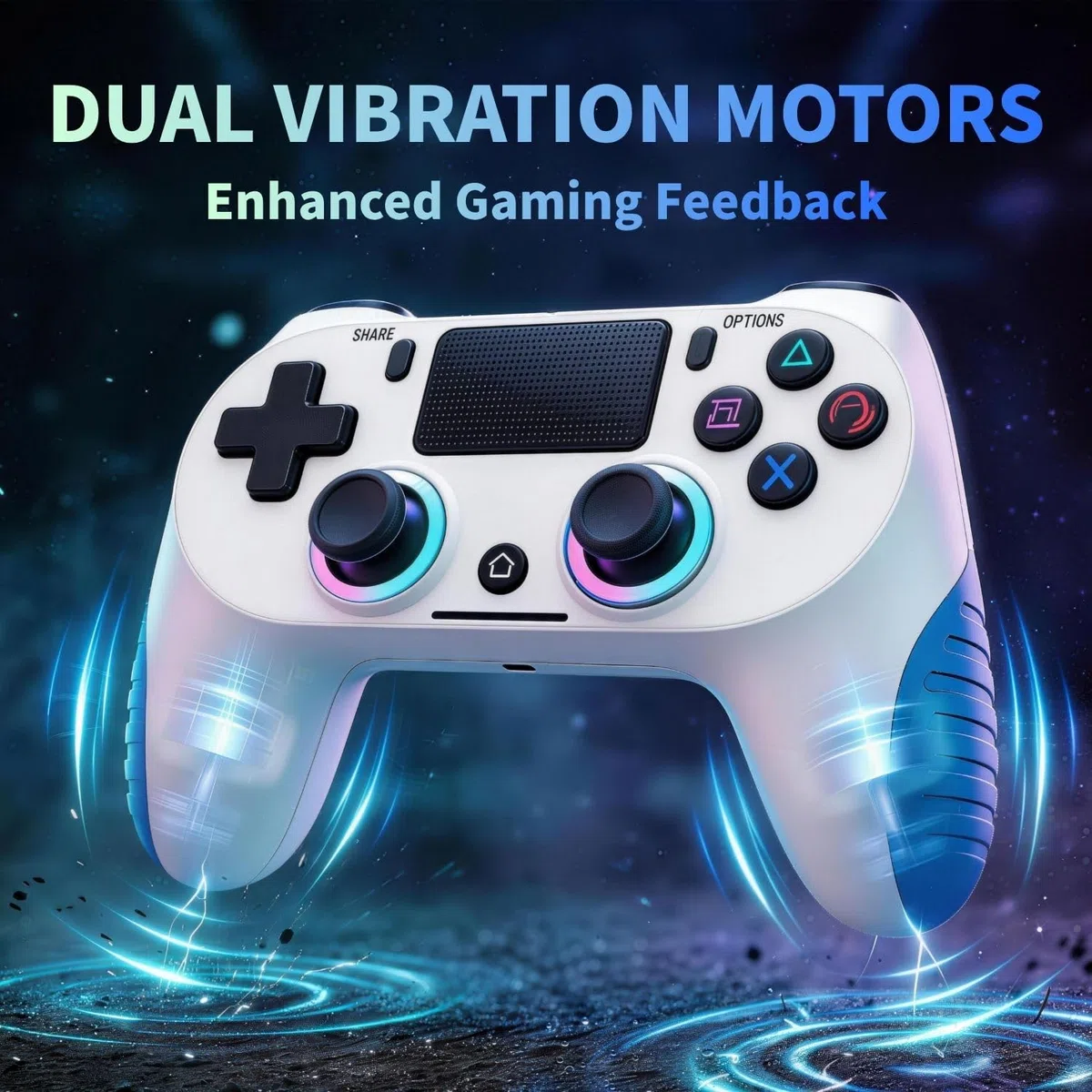 Wireless Controller per PS4 con Vibrazione USB-C Sei-Assi Sensore Giroscopio RGB Jack Audio Pannello Touch per PS4/Slim/Pro/PC