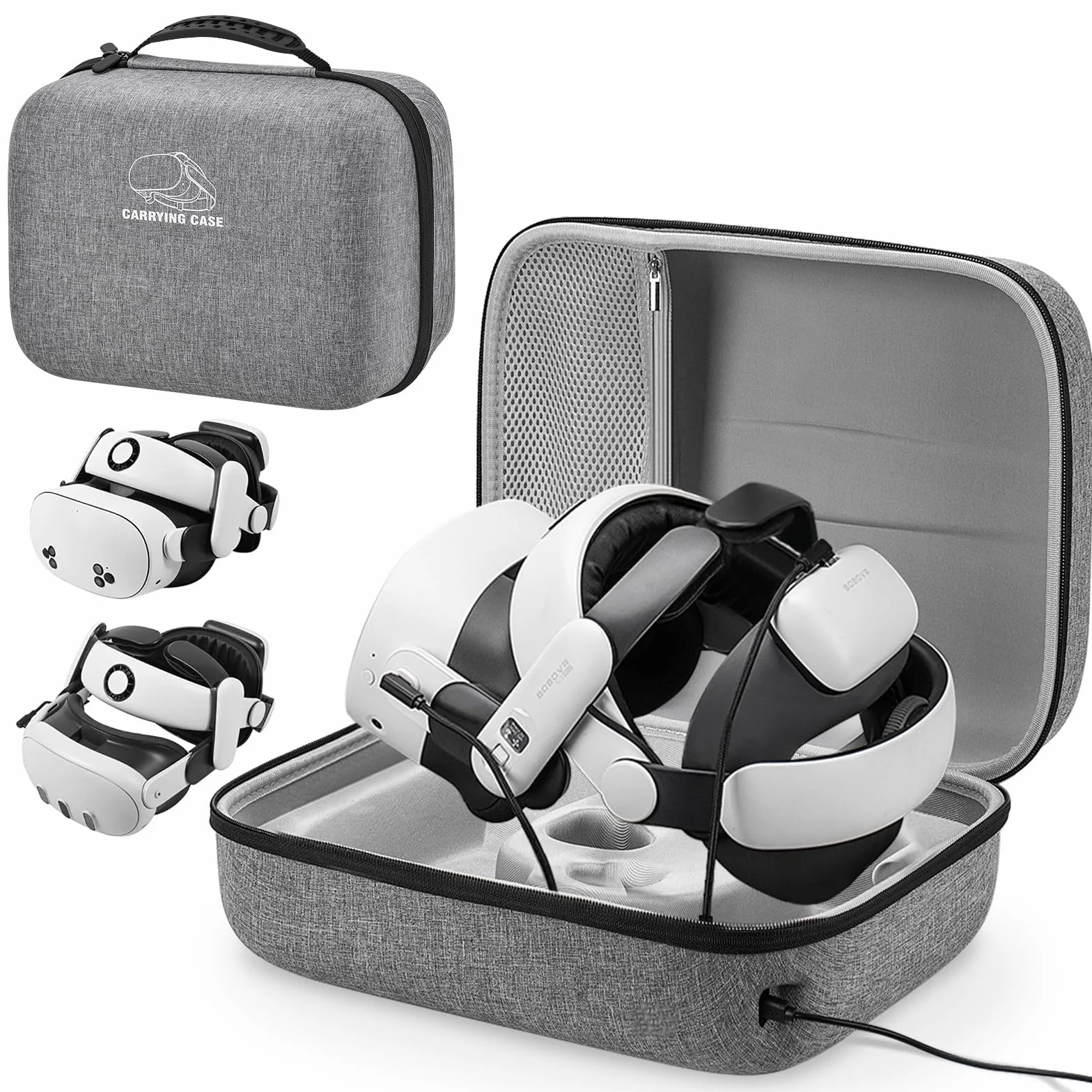 Jubor Borsa per Meta Quest 3S/3/2/Pico 4, Custodia da Viaggio Compatibile con Kiwi Design/BOBOVR Battery Elite Strap e Altri Accessori, Custodia da Trasporto con Porta di Ricarica